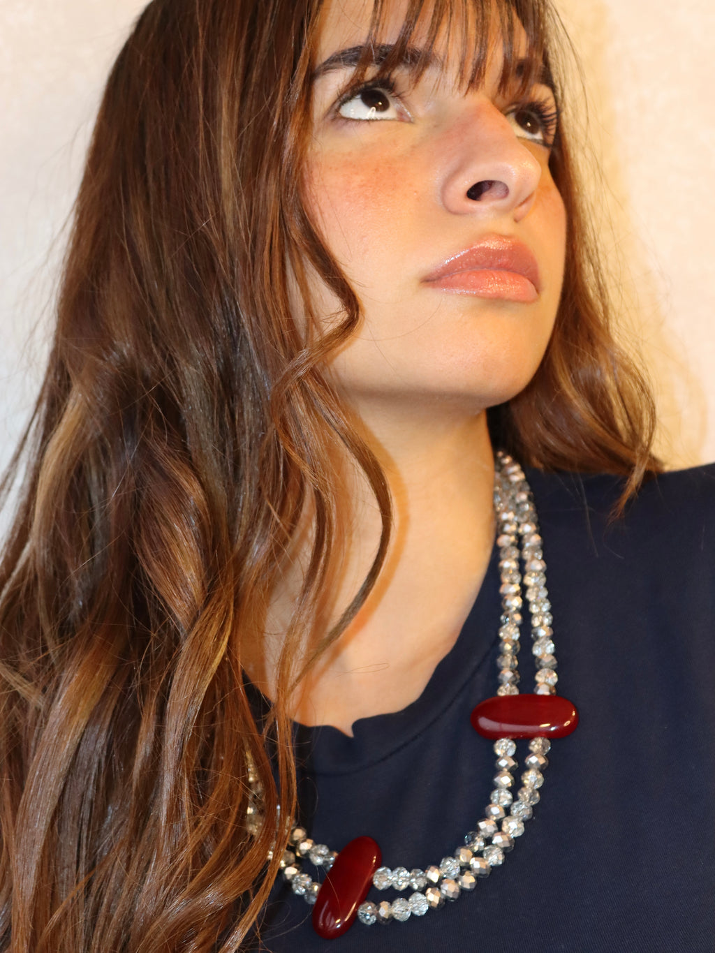 Layered silver crystal necklace | Handmade jewelry