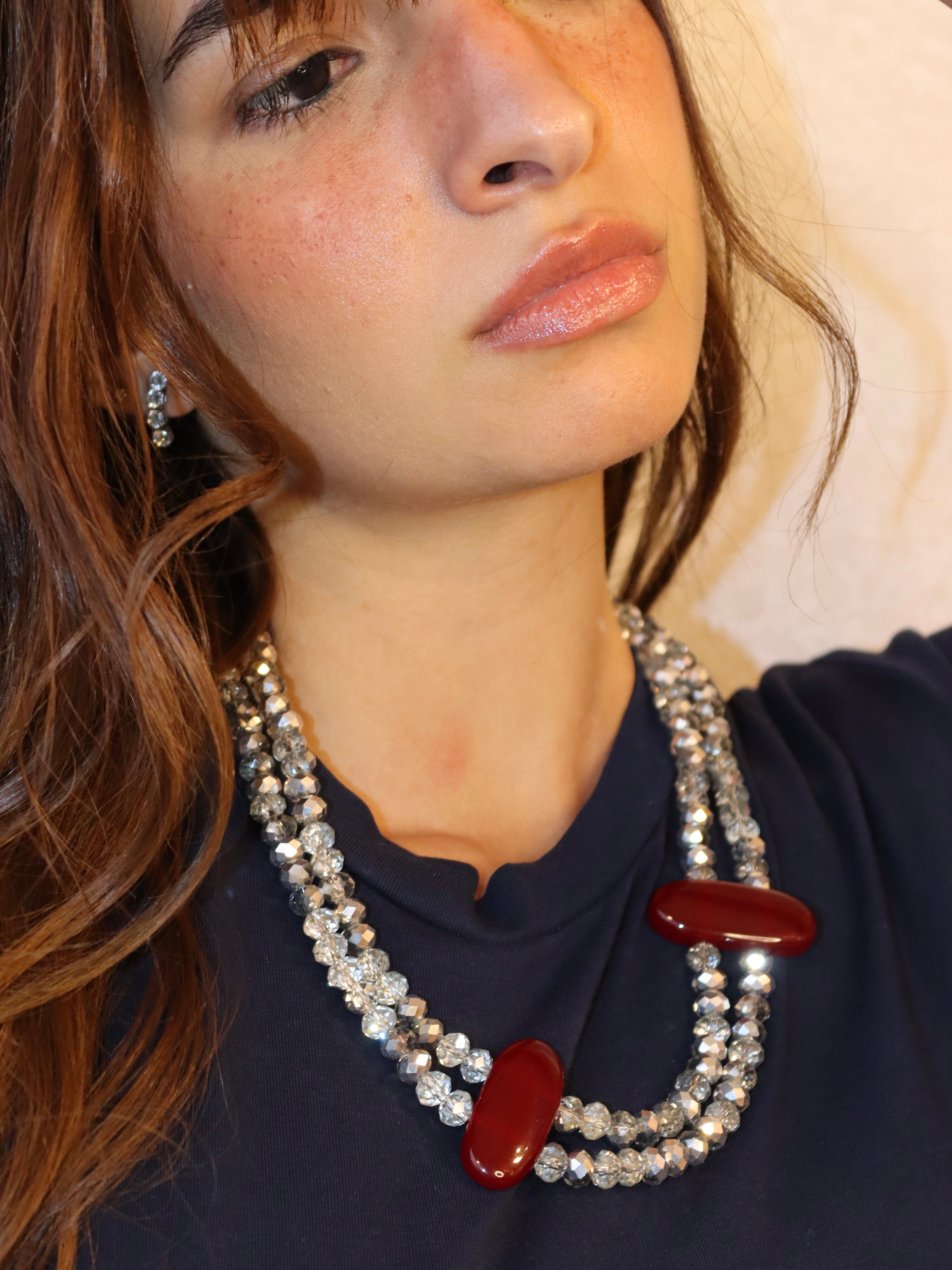 Layered silver crystal necklace | Handmade jewelry