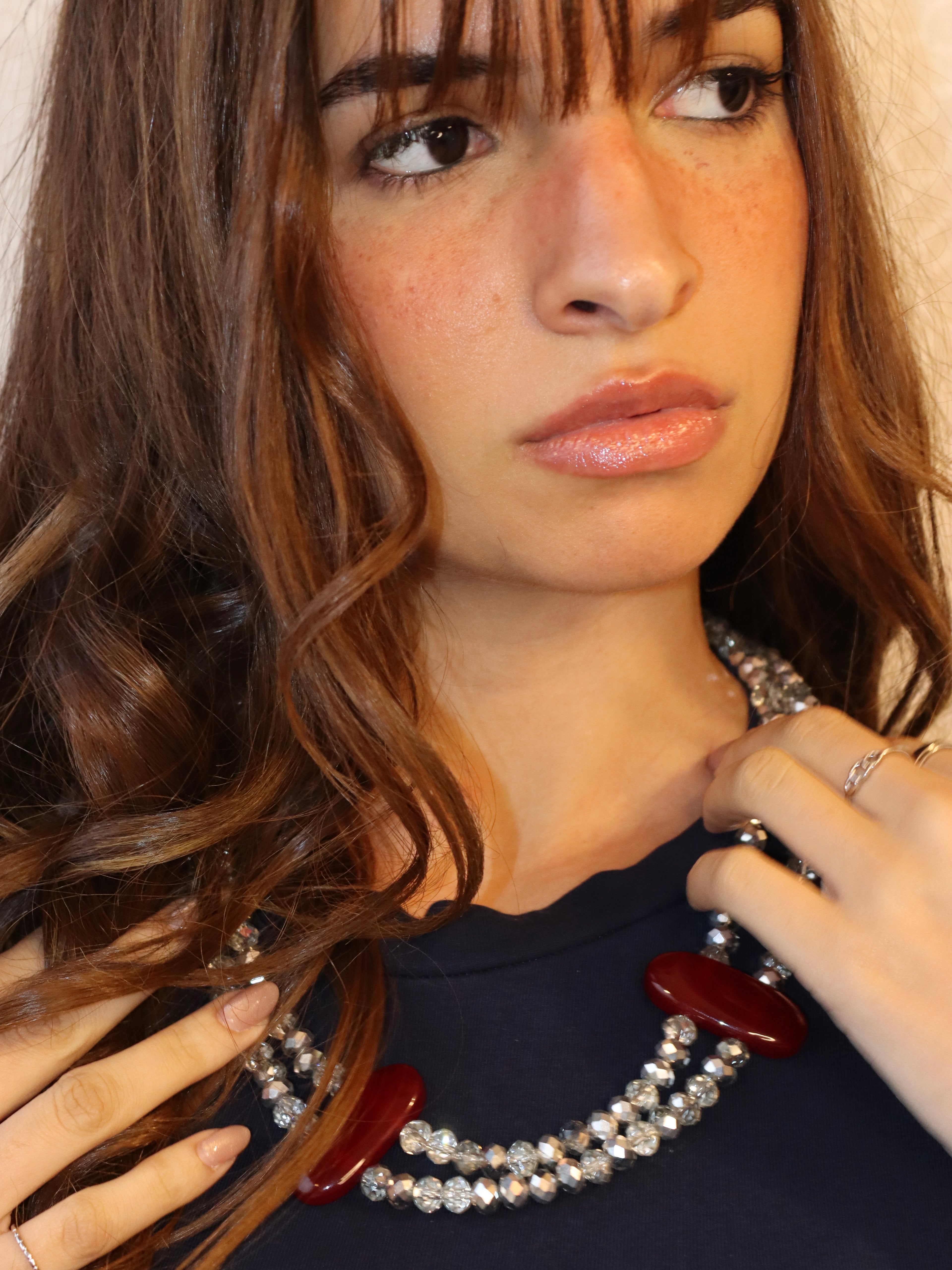 Layered silver crystal necklace | Handmade jewelry