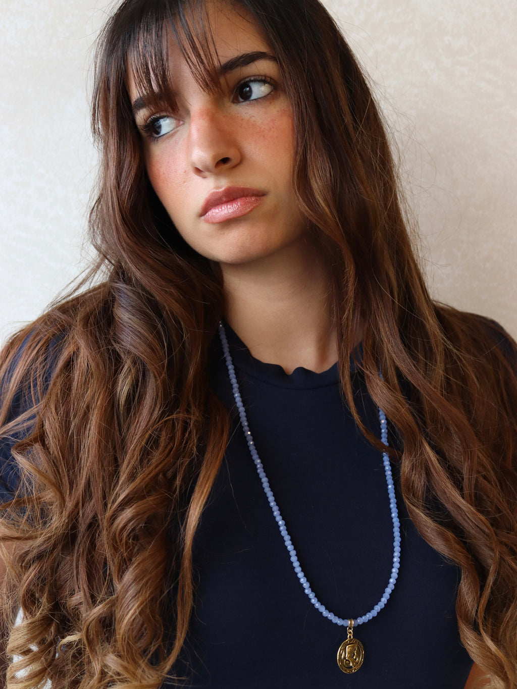 lilac crystal necklace with gold accent | Handmade jewelry