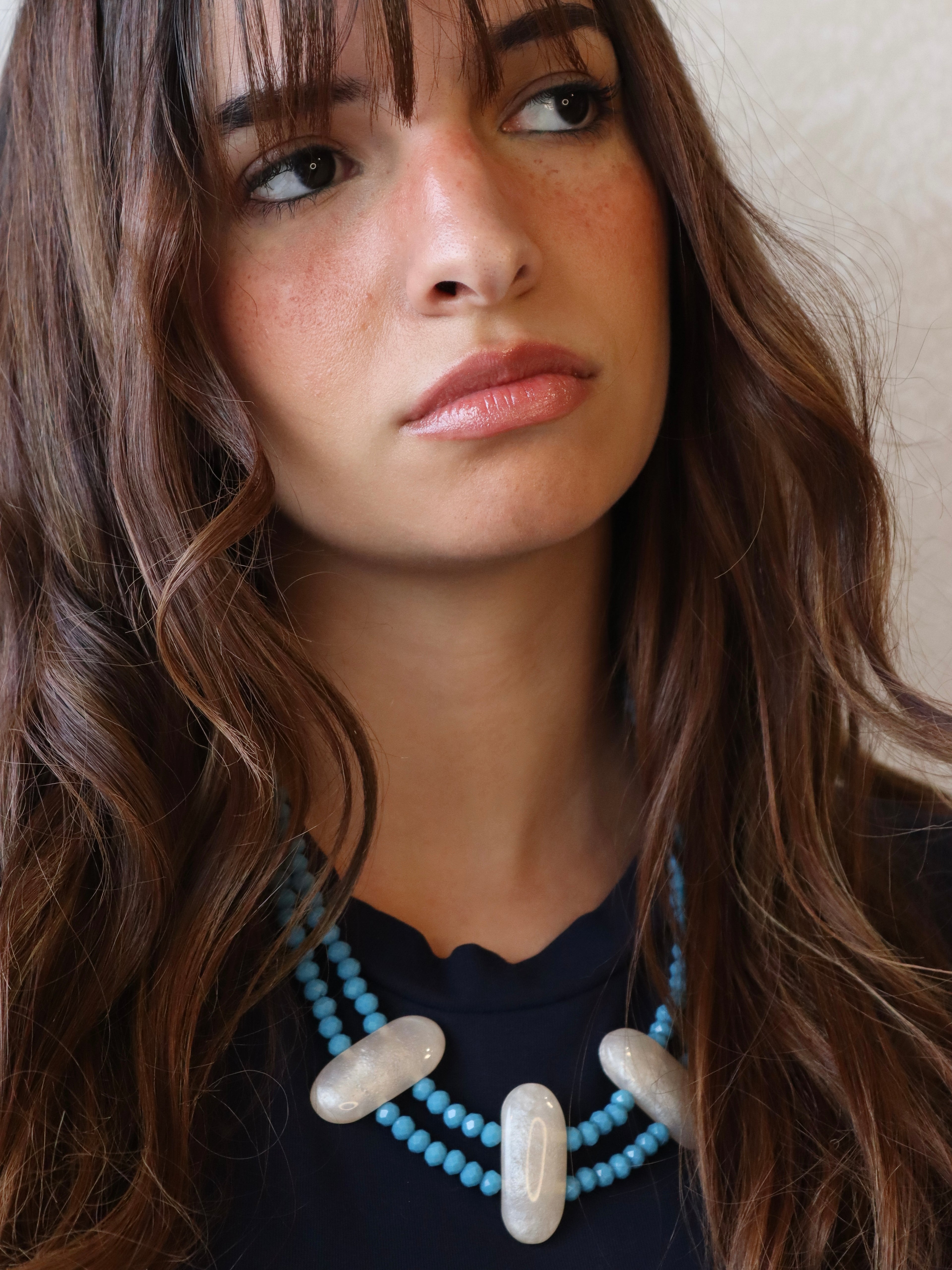 azure blue crystal layered necklace