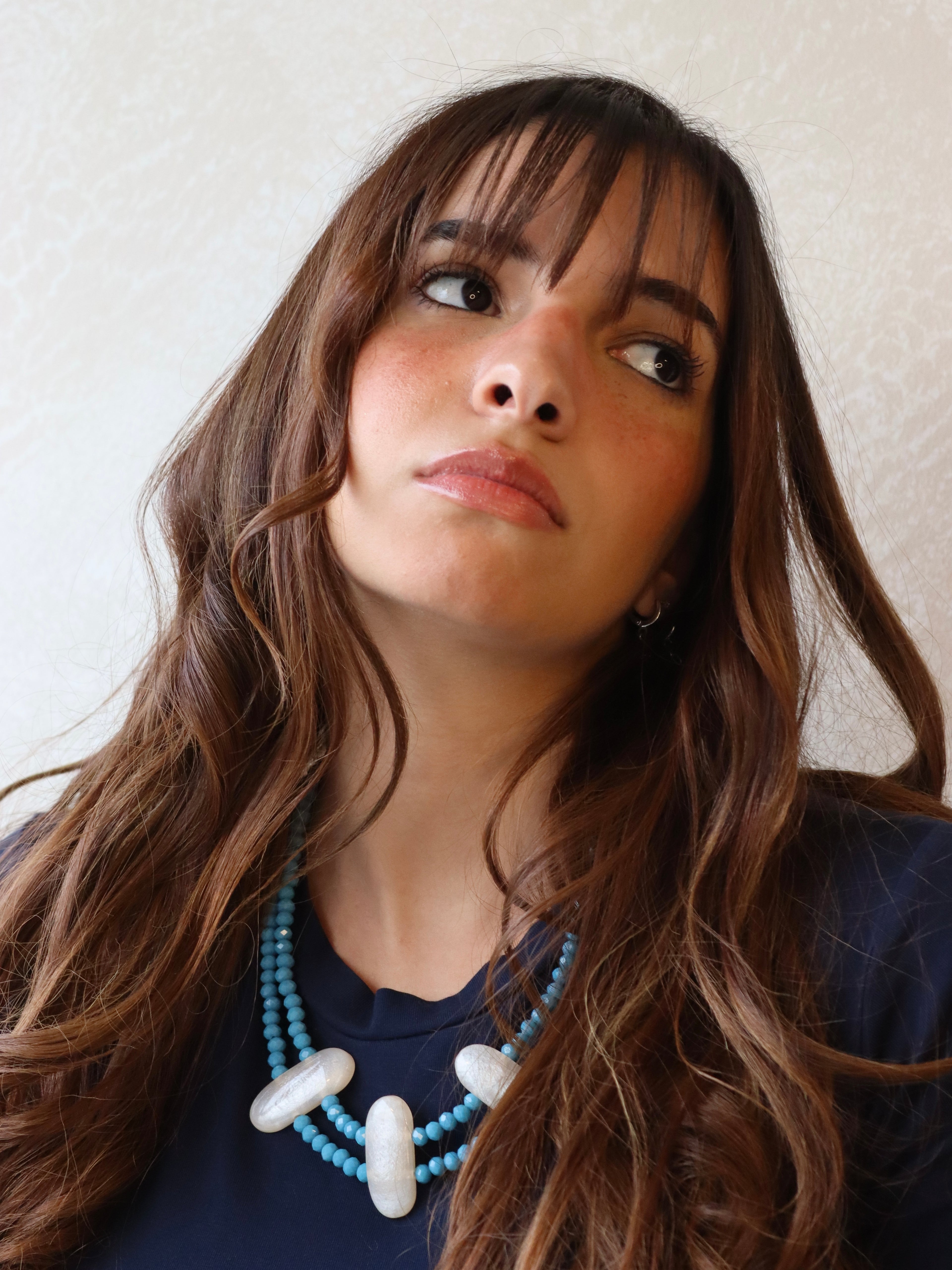 azure blue crystal layered necklace