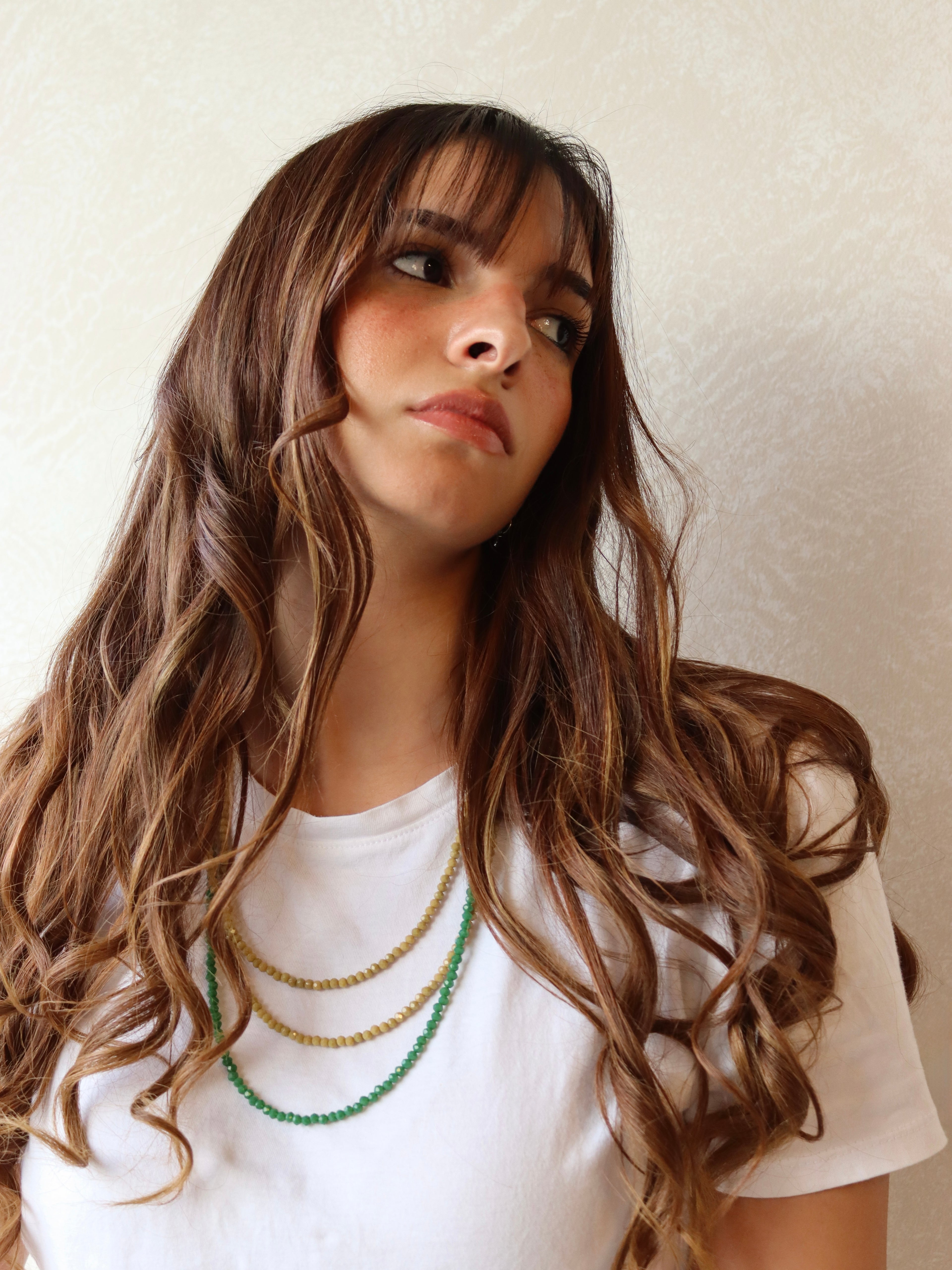 triple layered green & cafe crystal necklace