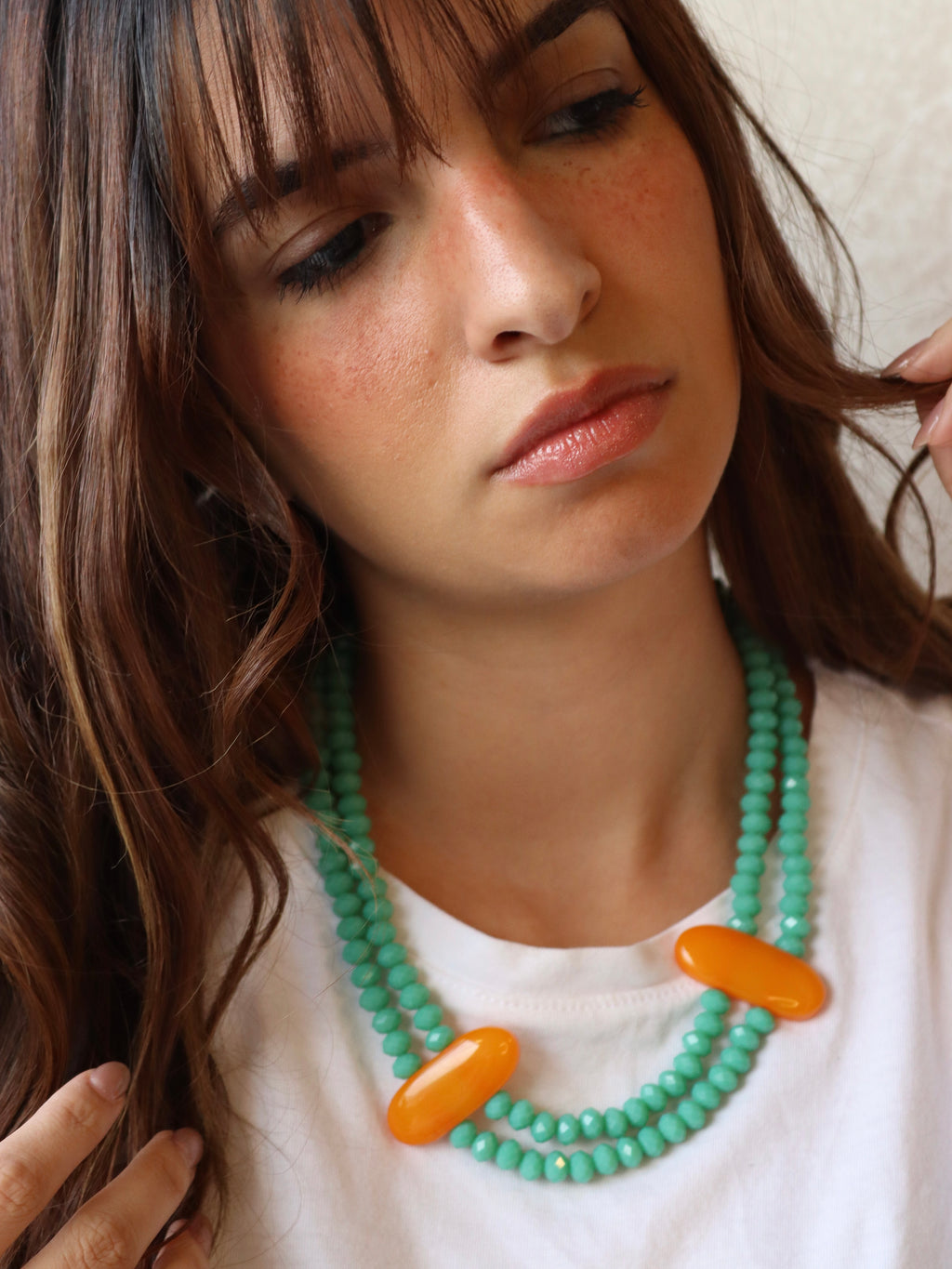 Statement mint green crystal layered necklace | Handmade Jewelry