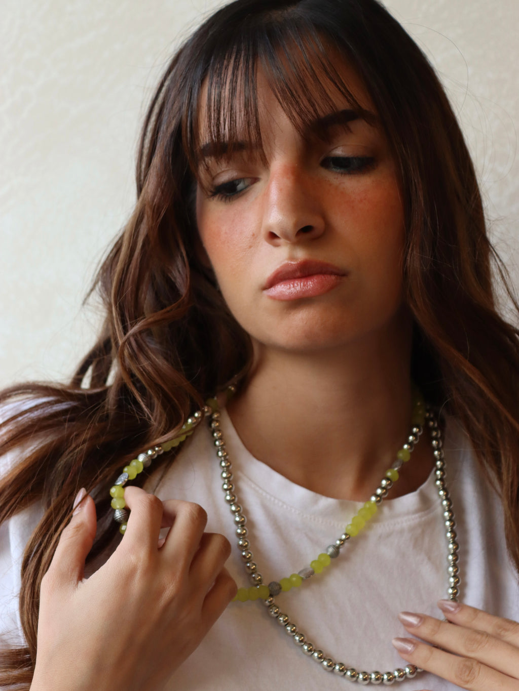 Silver and lime green mobile chain | Handmade Jewelry