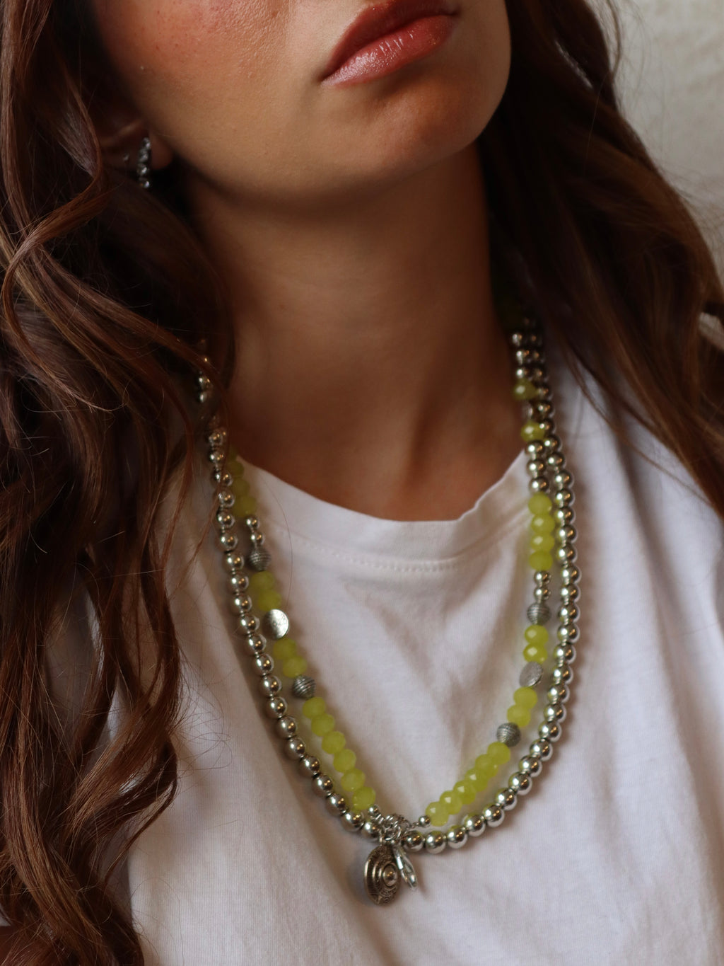 Silver and lime green mobile chain | Handmade Jewelry