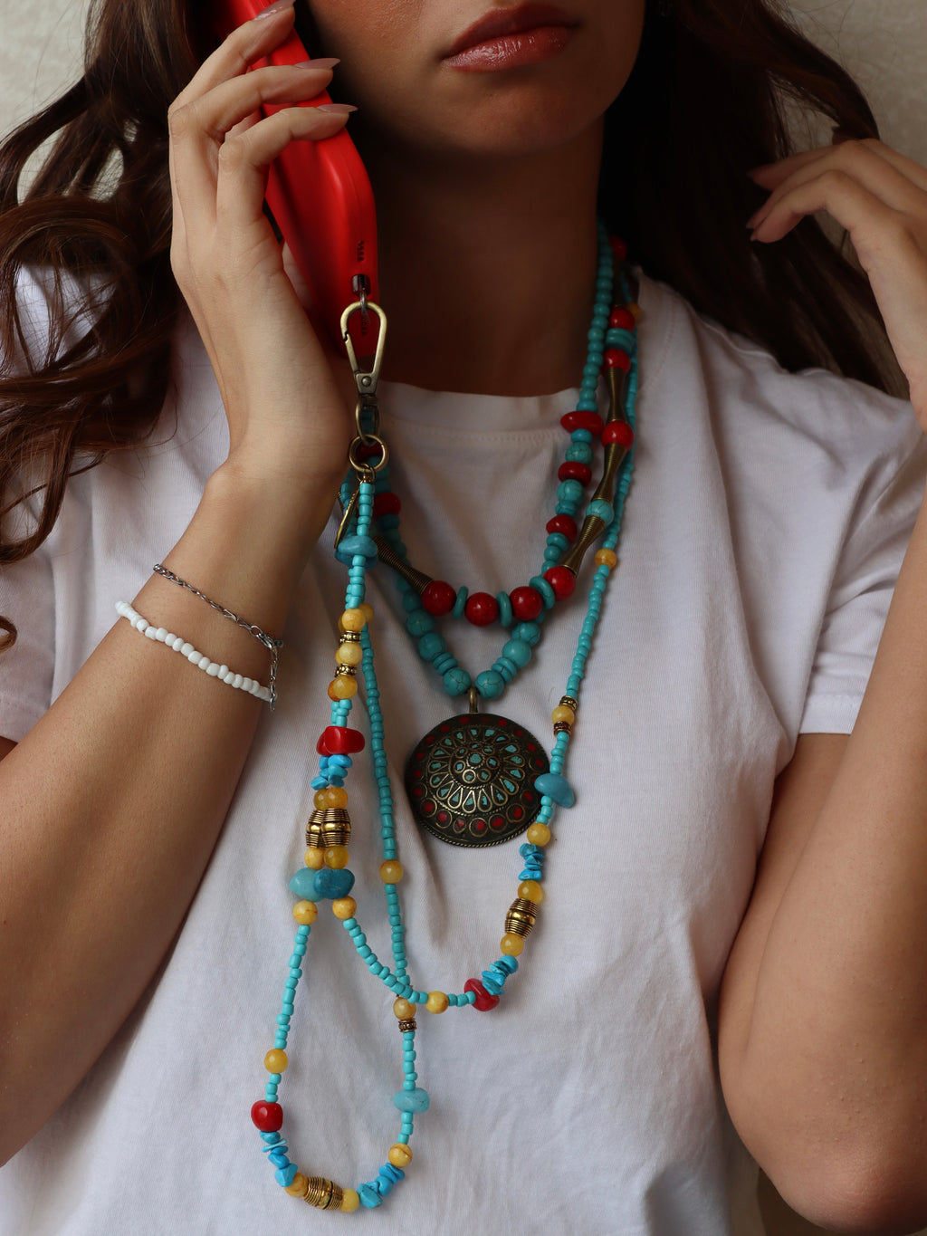 Natural stones mobile chain | Handmade jewelry