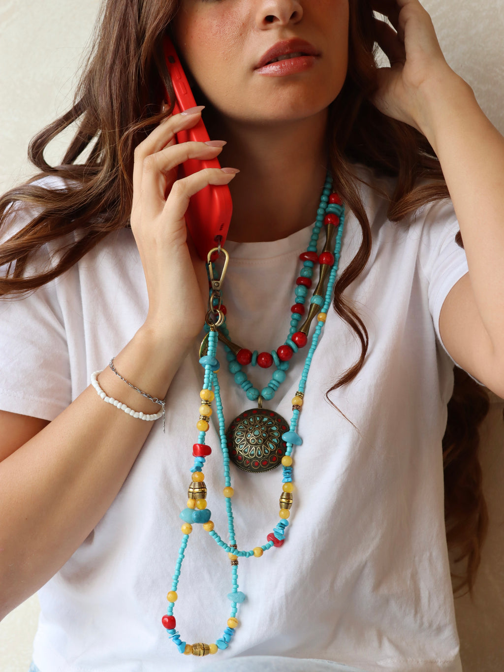 Natural stones mobile chain | Handmade jewelry