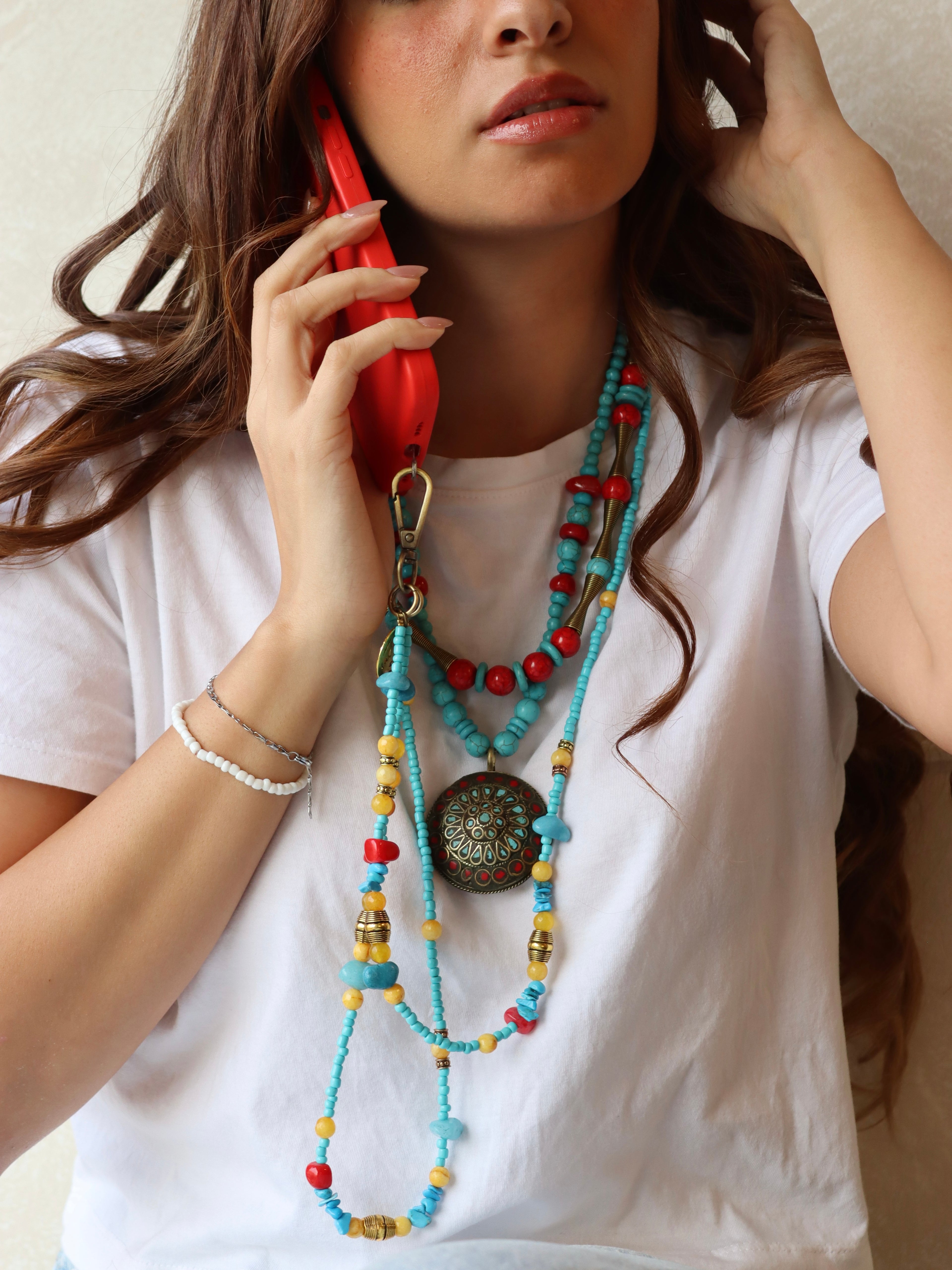 Natural stones mobile chain | Handmade jewelry