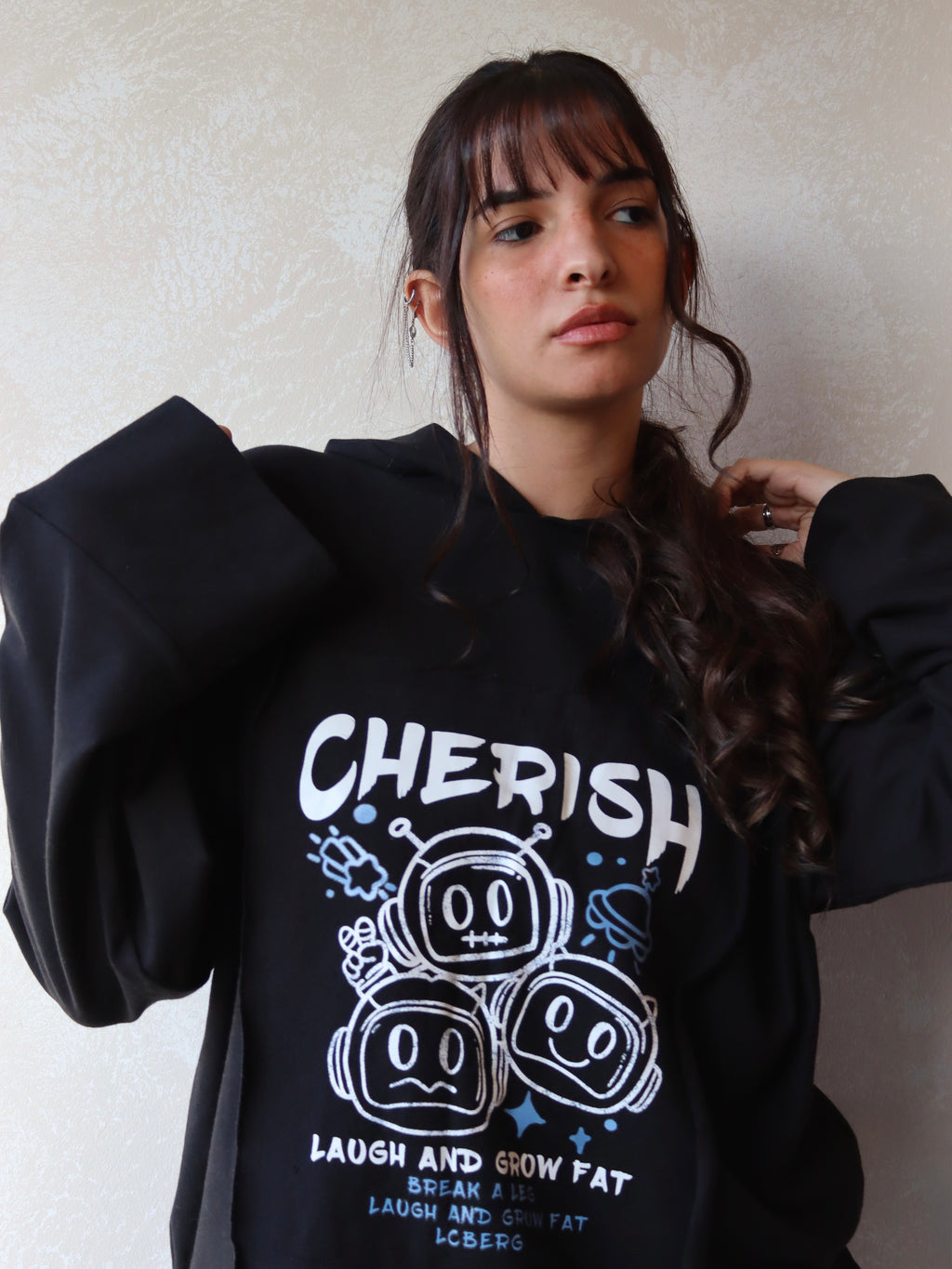 black oversized hoodie