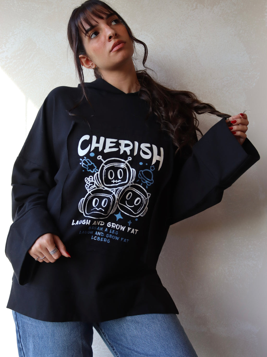 black oversized hoodie