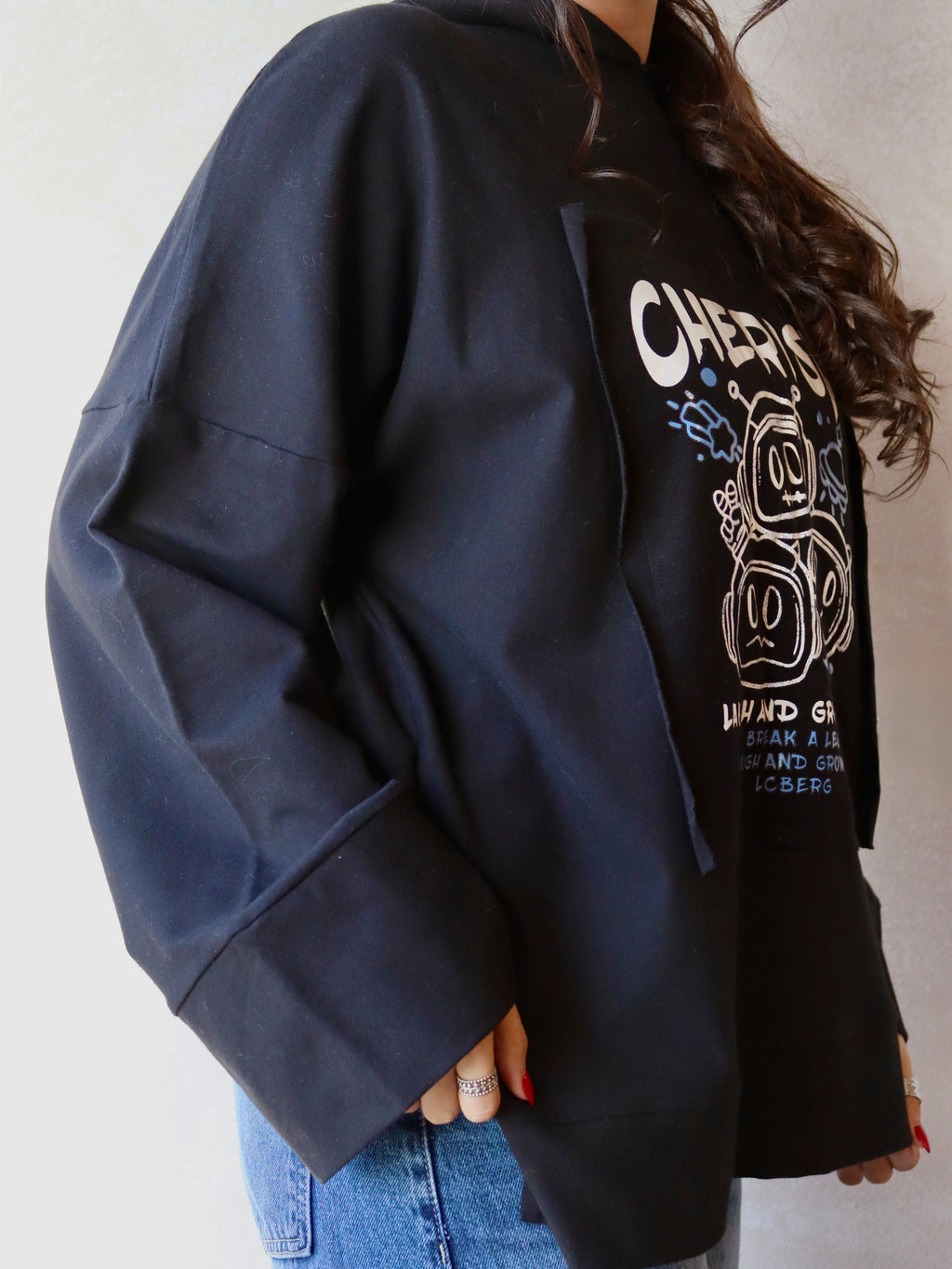 black oversized hoodie