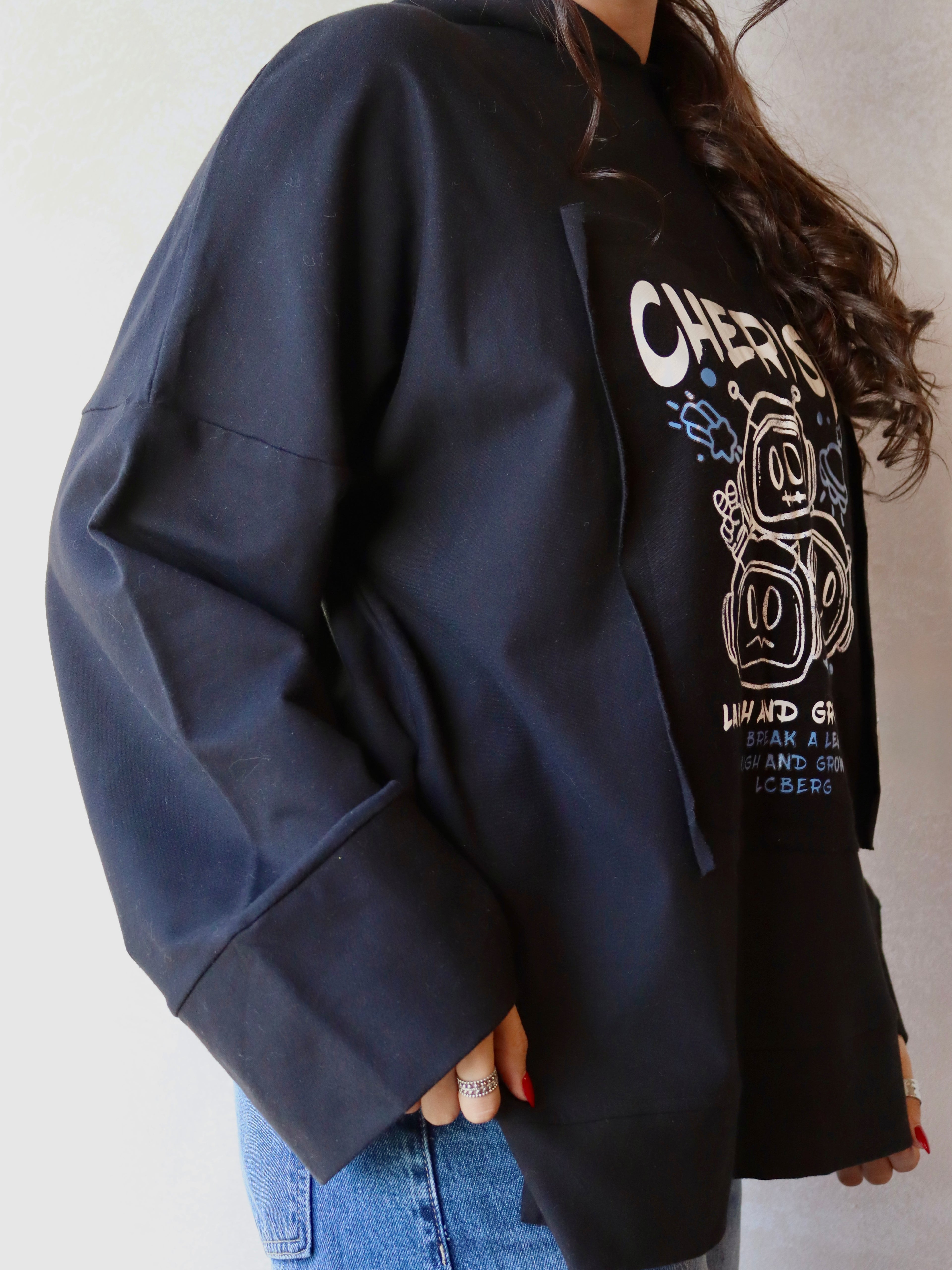 black oversized hoodie