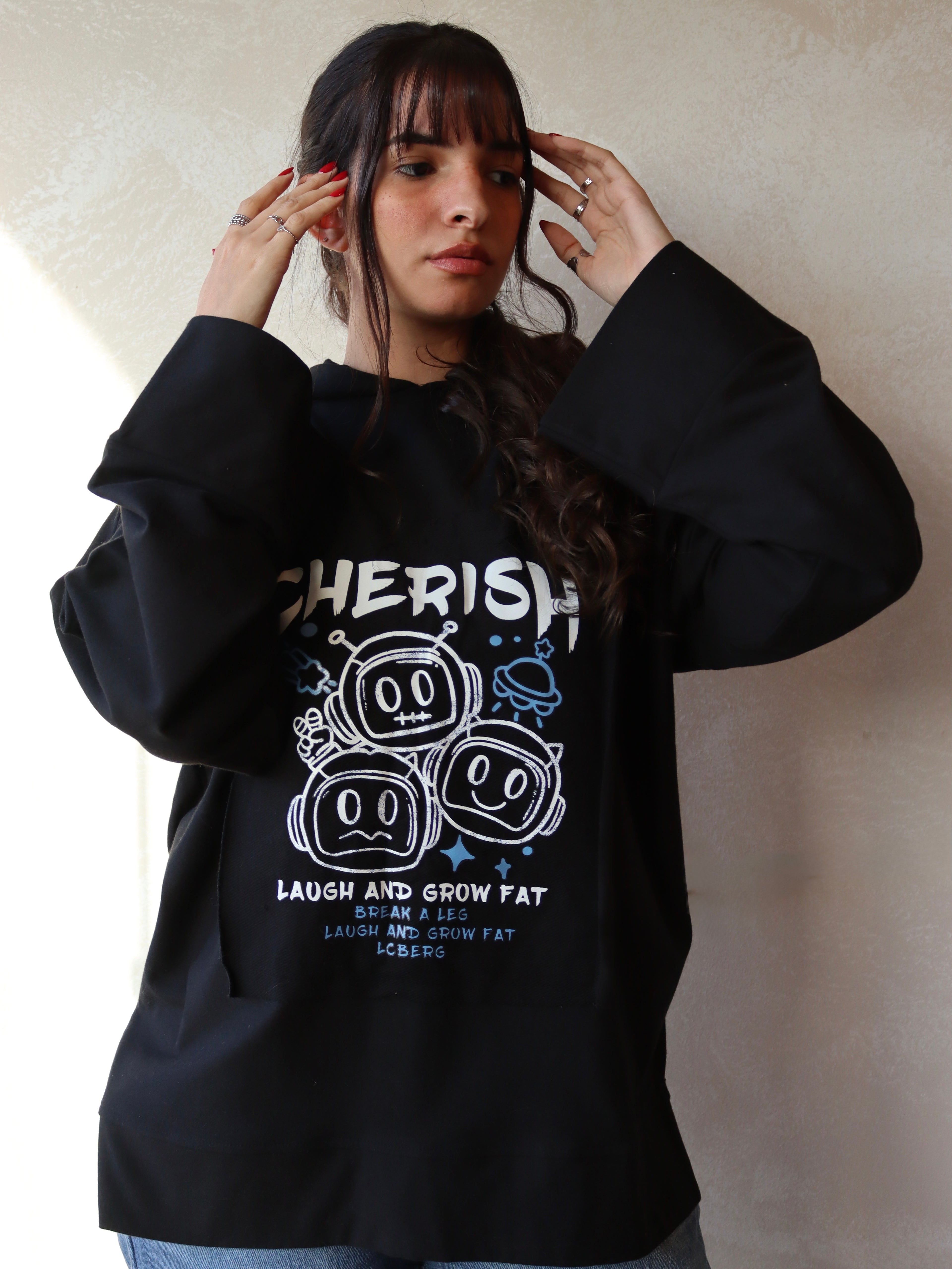 black oversized hoodie