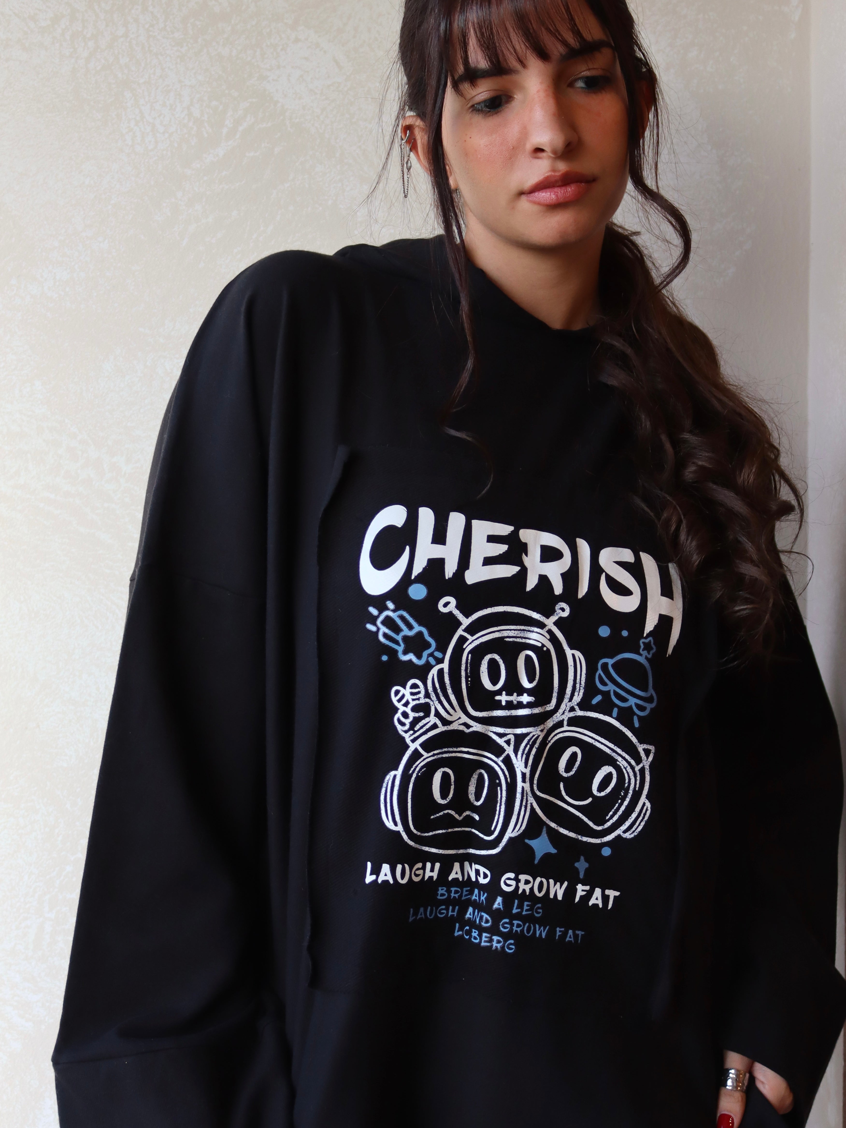 black oversized hoodie