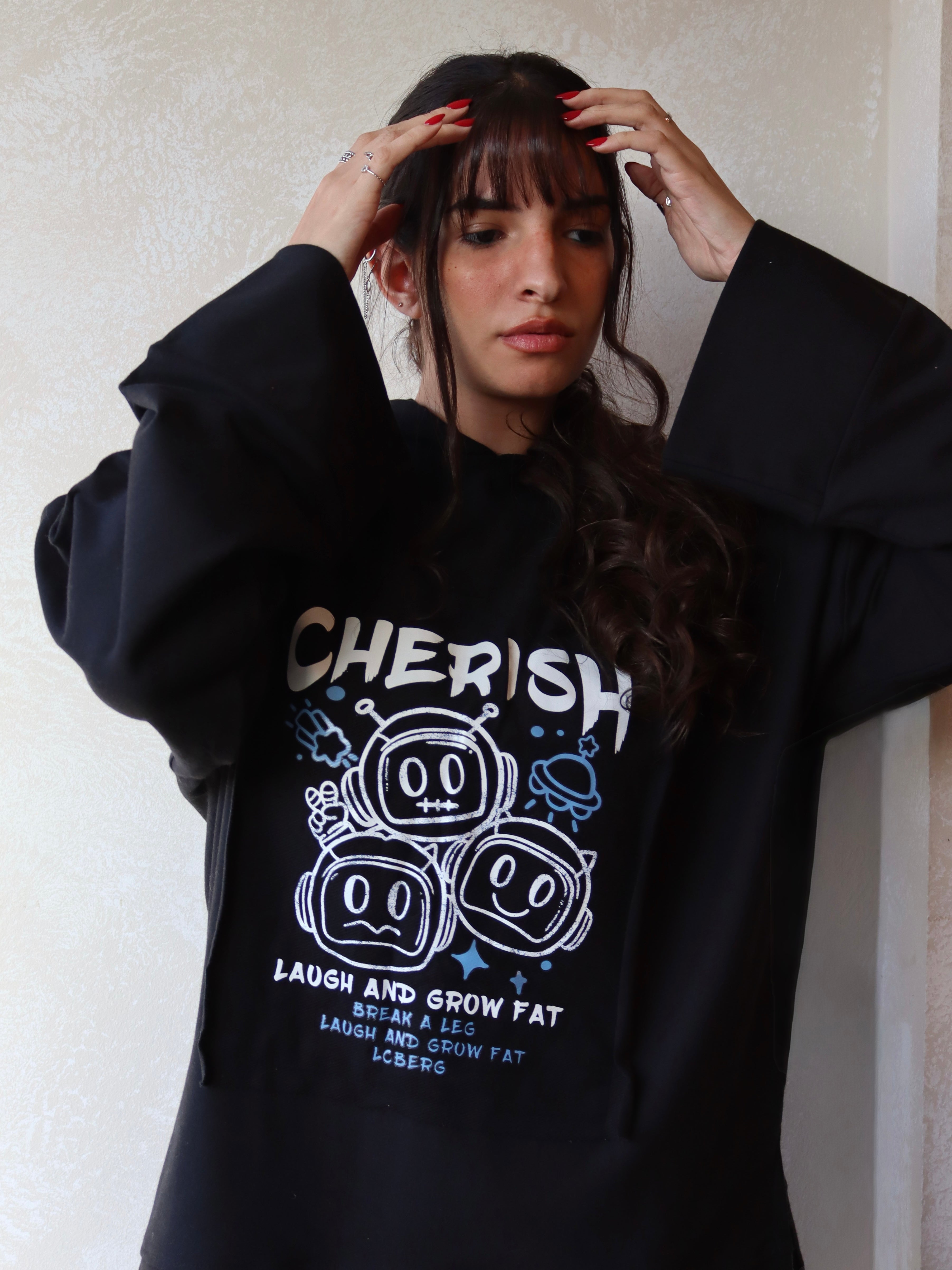 black oversized hoodie