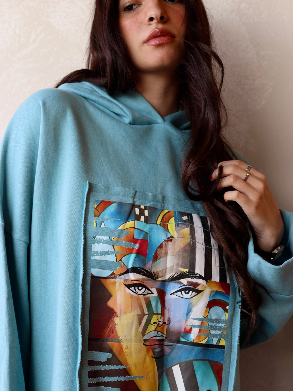 Ocean blue Abstract Hoodie