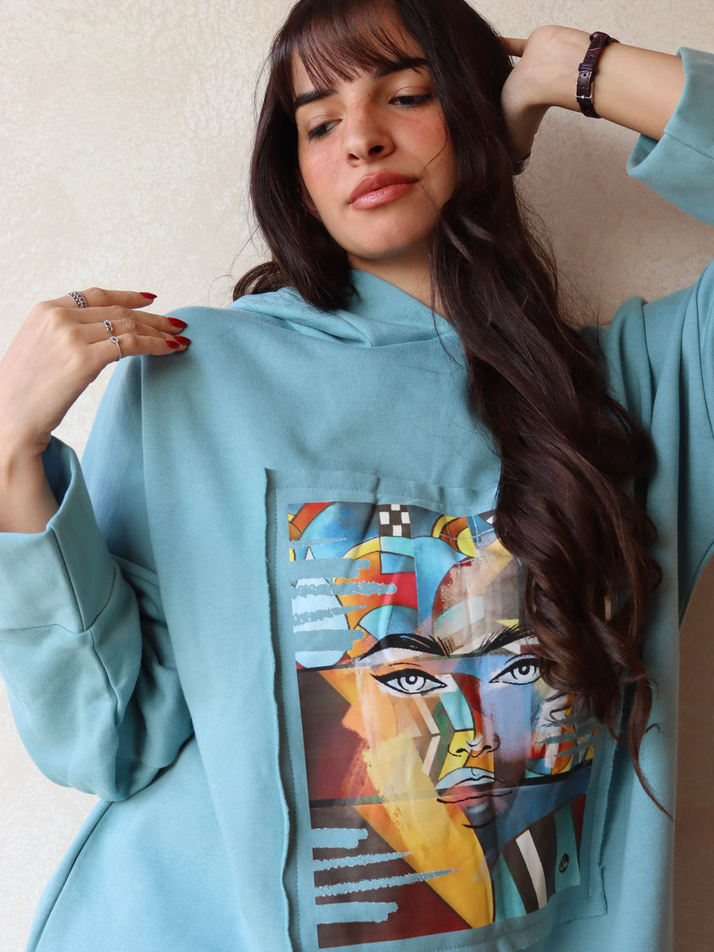 Ocean blue Abstract Hoodie