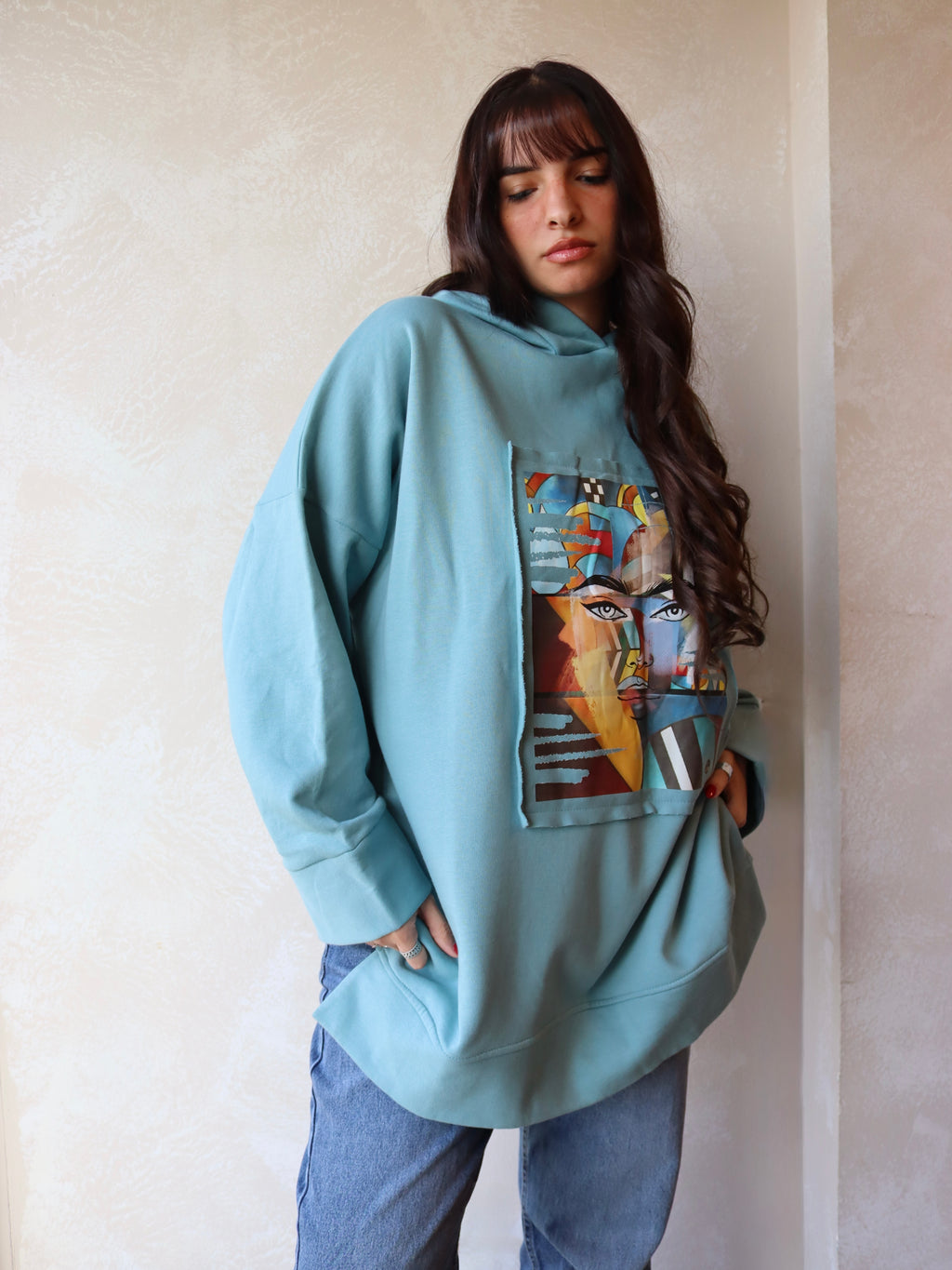 Ocean blue Abstract Hoodie