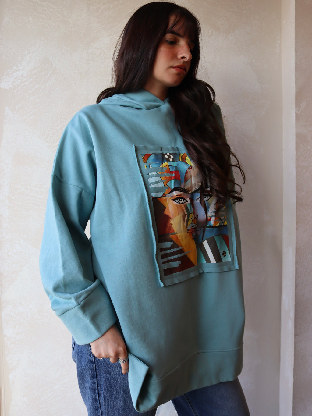 Ocean blue Abstract Hoodie