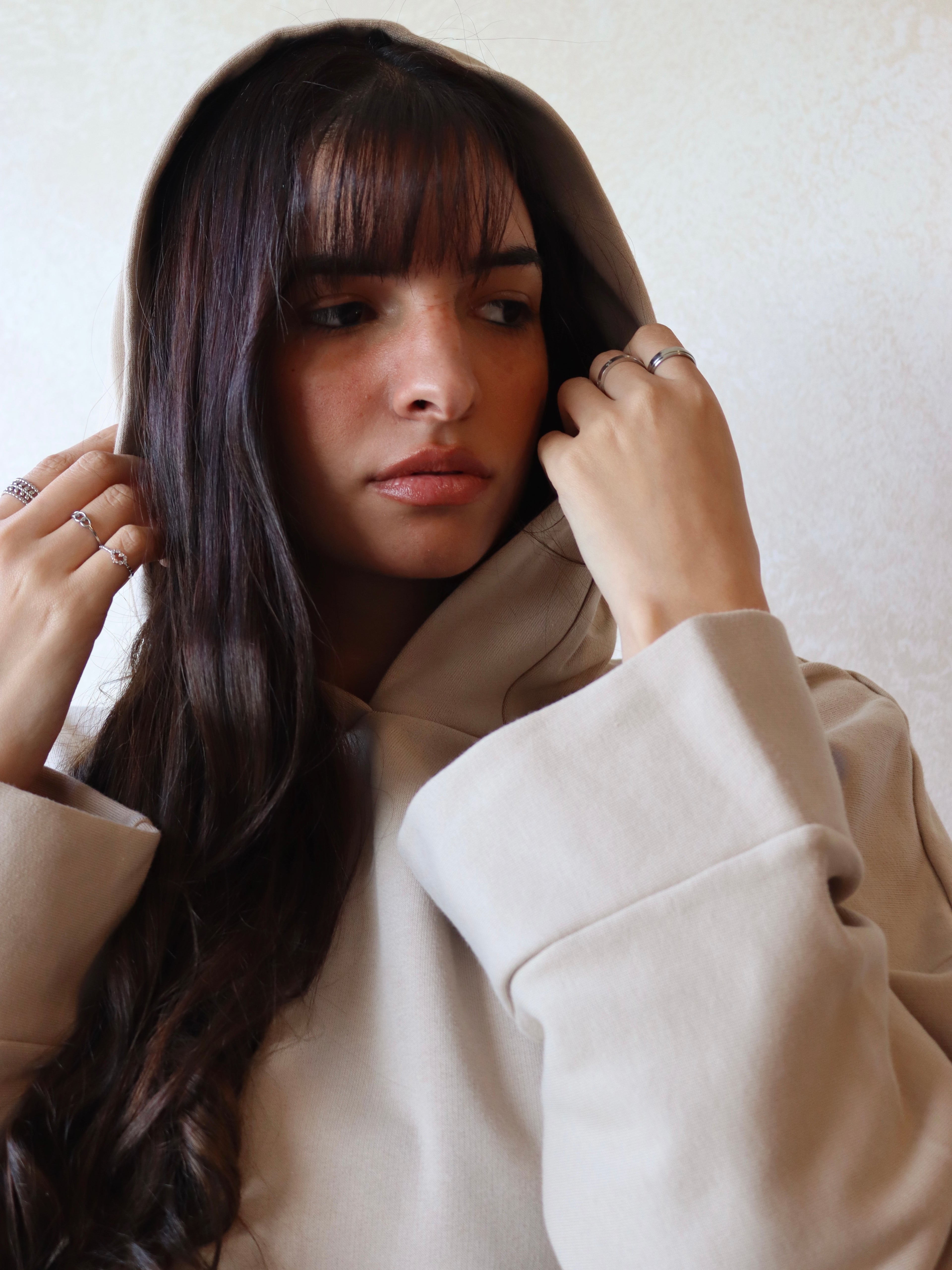 oversized hoodie in beige color