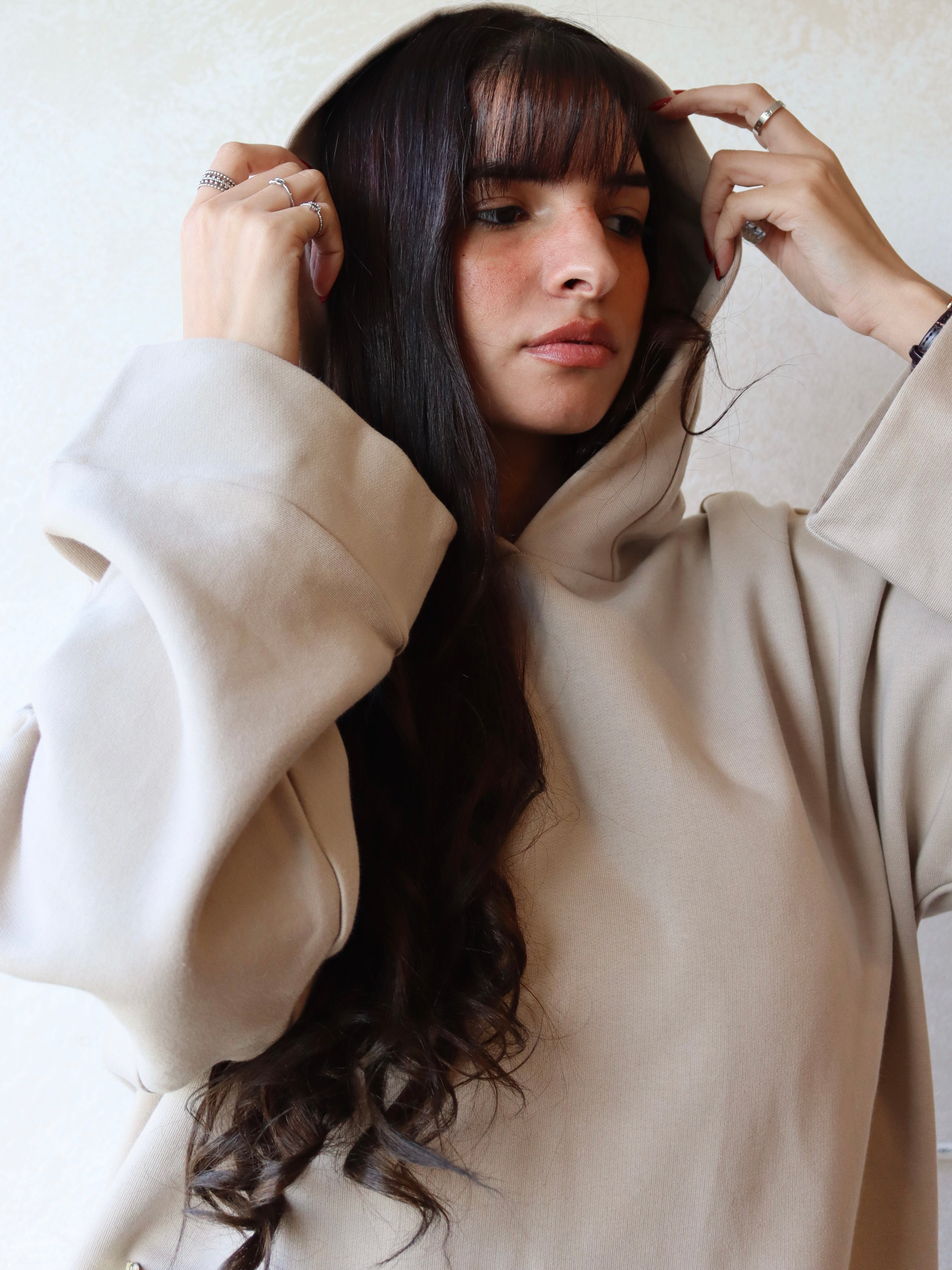 oversized hoodie in beige color