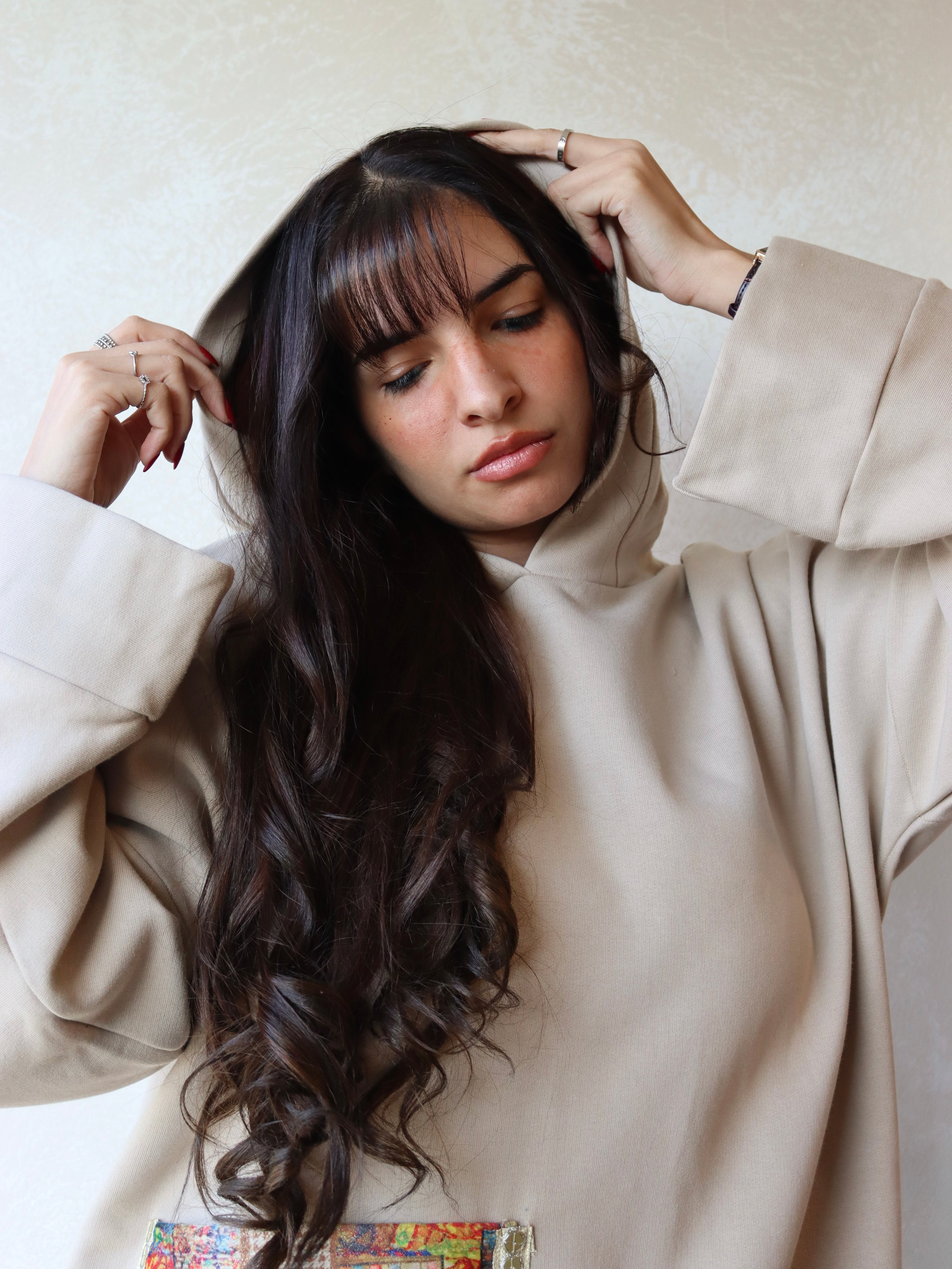 oversized hoodie in beige color