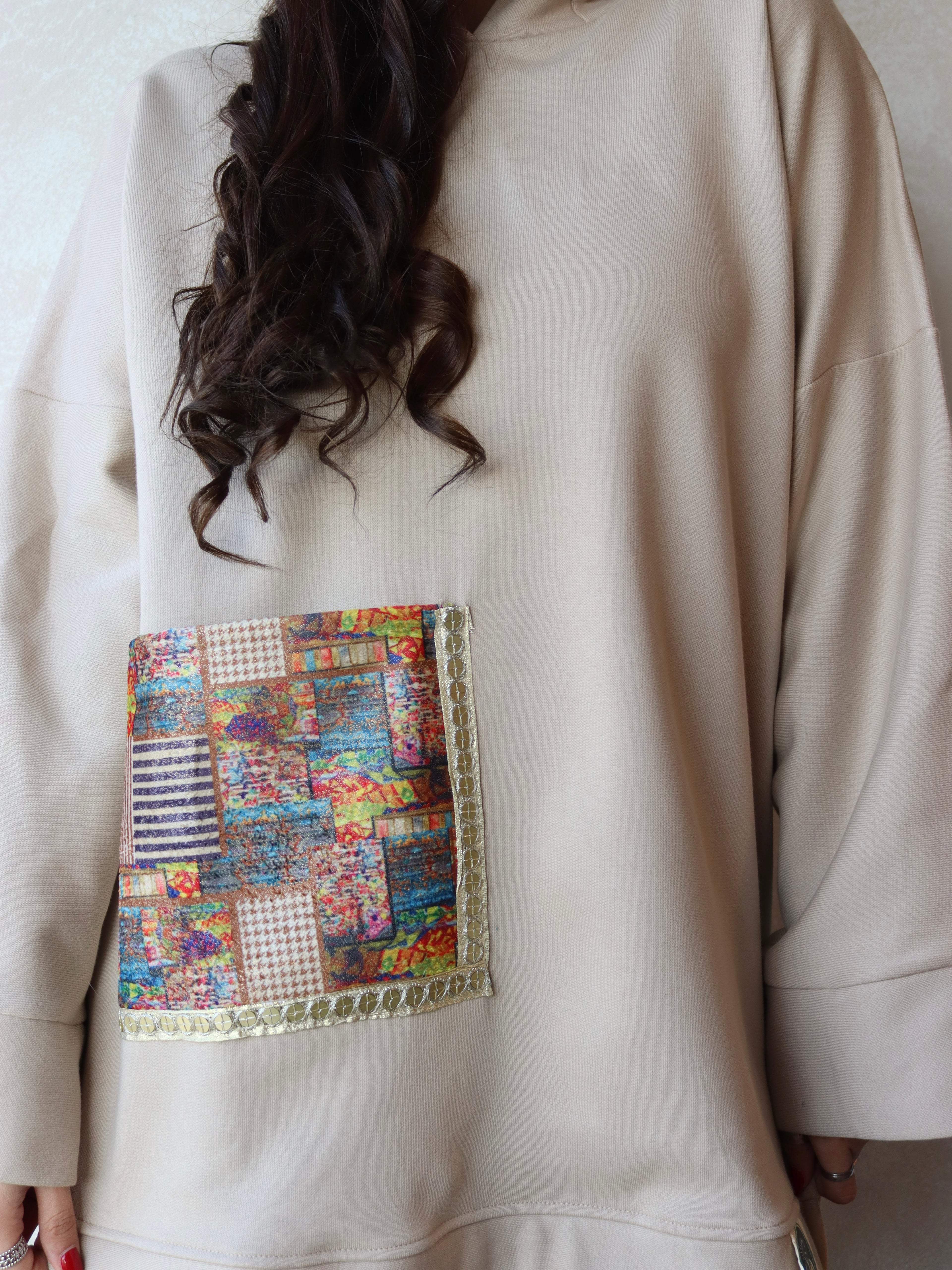 oversized hoodie in beige color