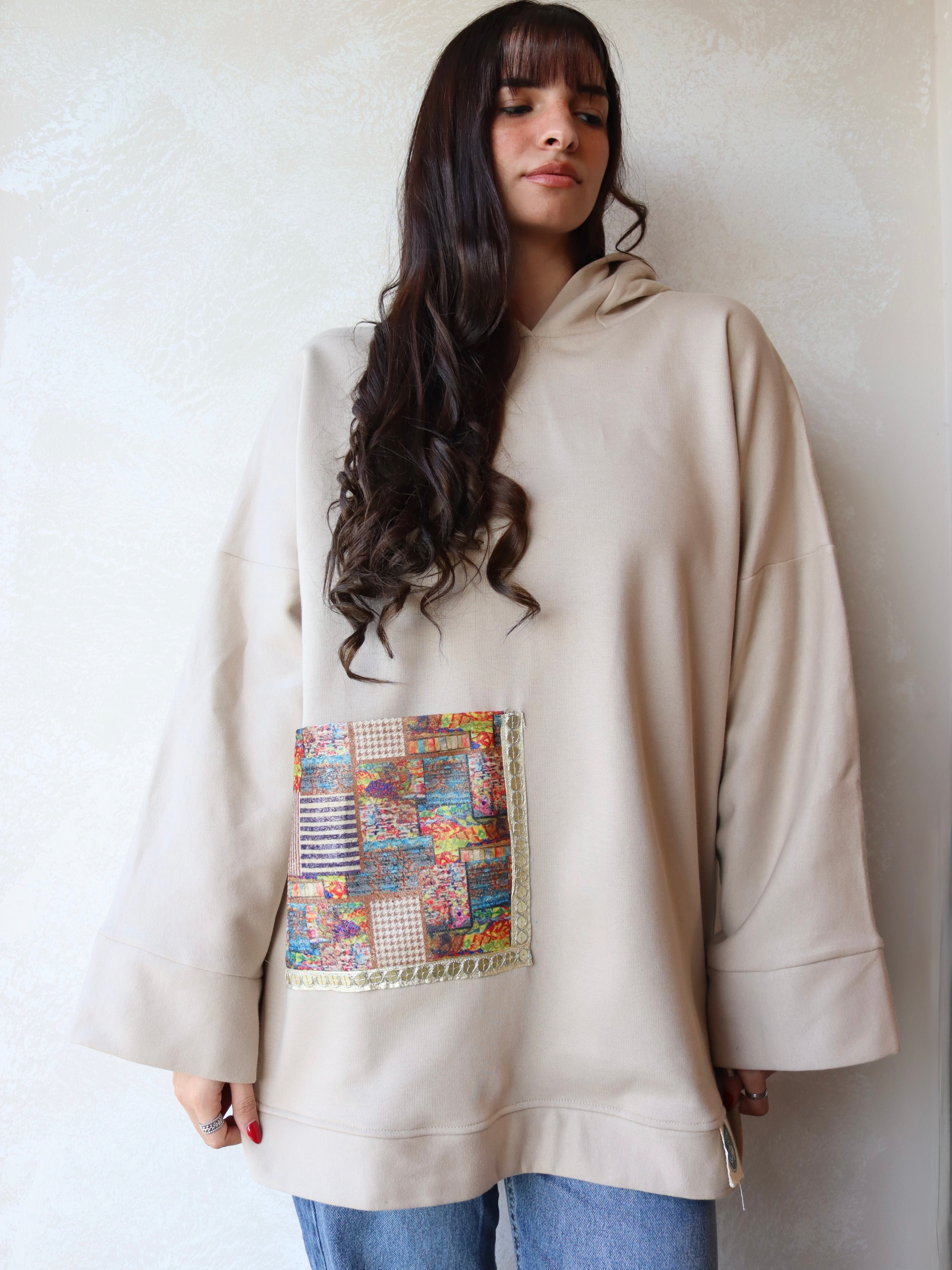 oversized hoodie in beige color