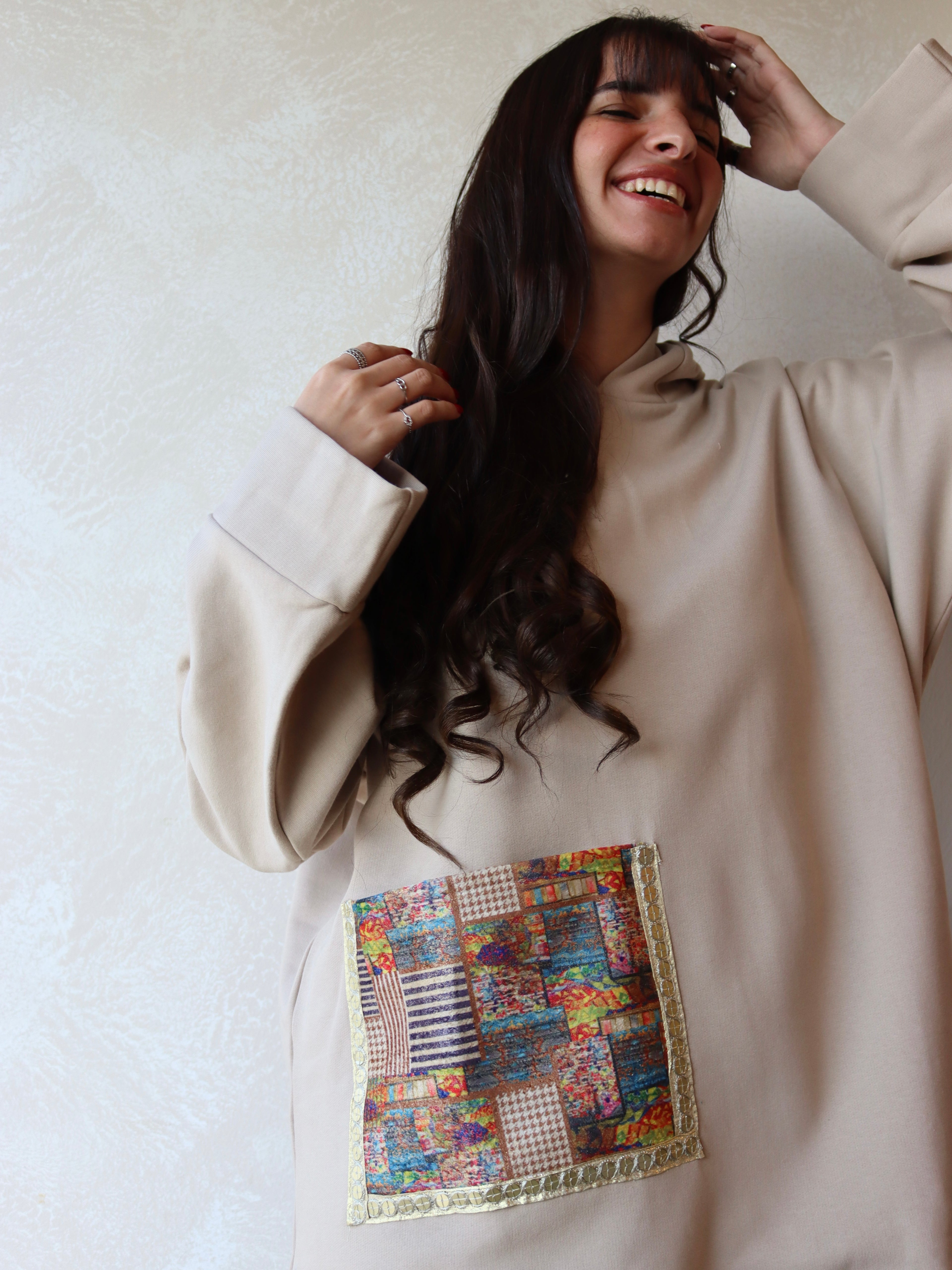 oversized hoodie in beige color