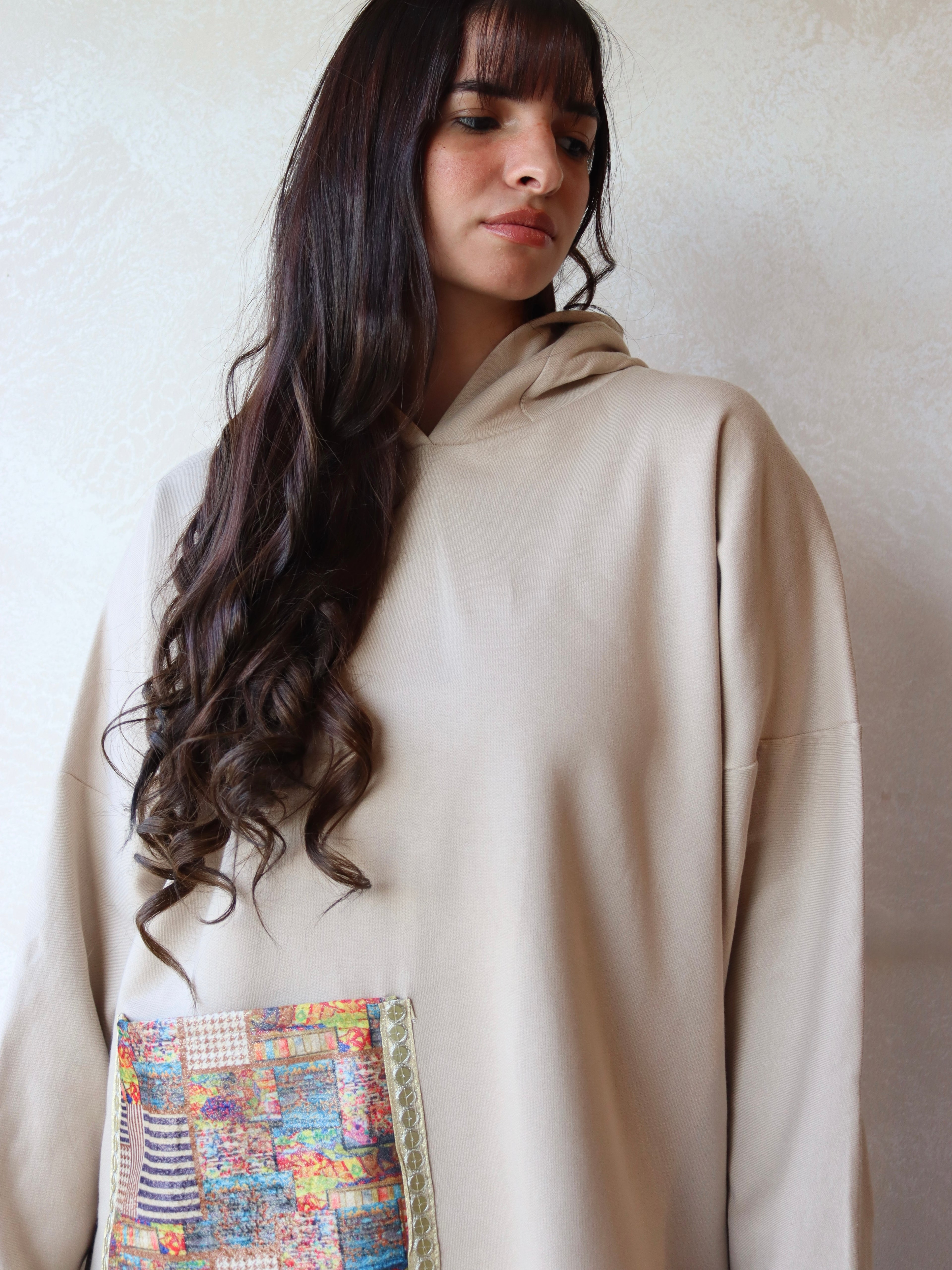 oversized hoodie in beige color