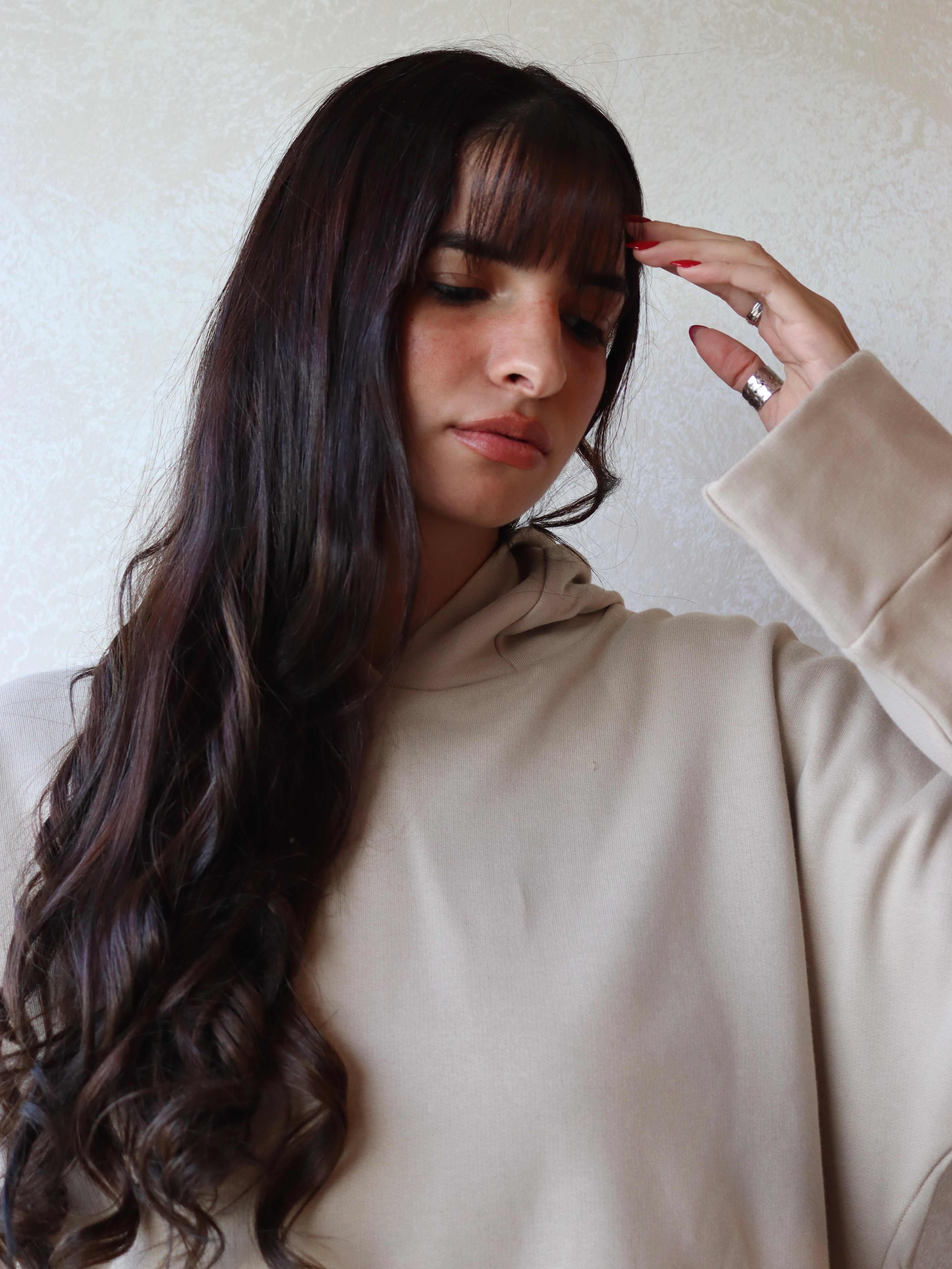 oversized hoodie in beige color
