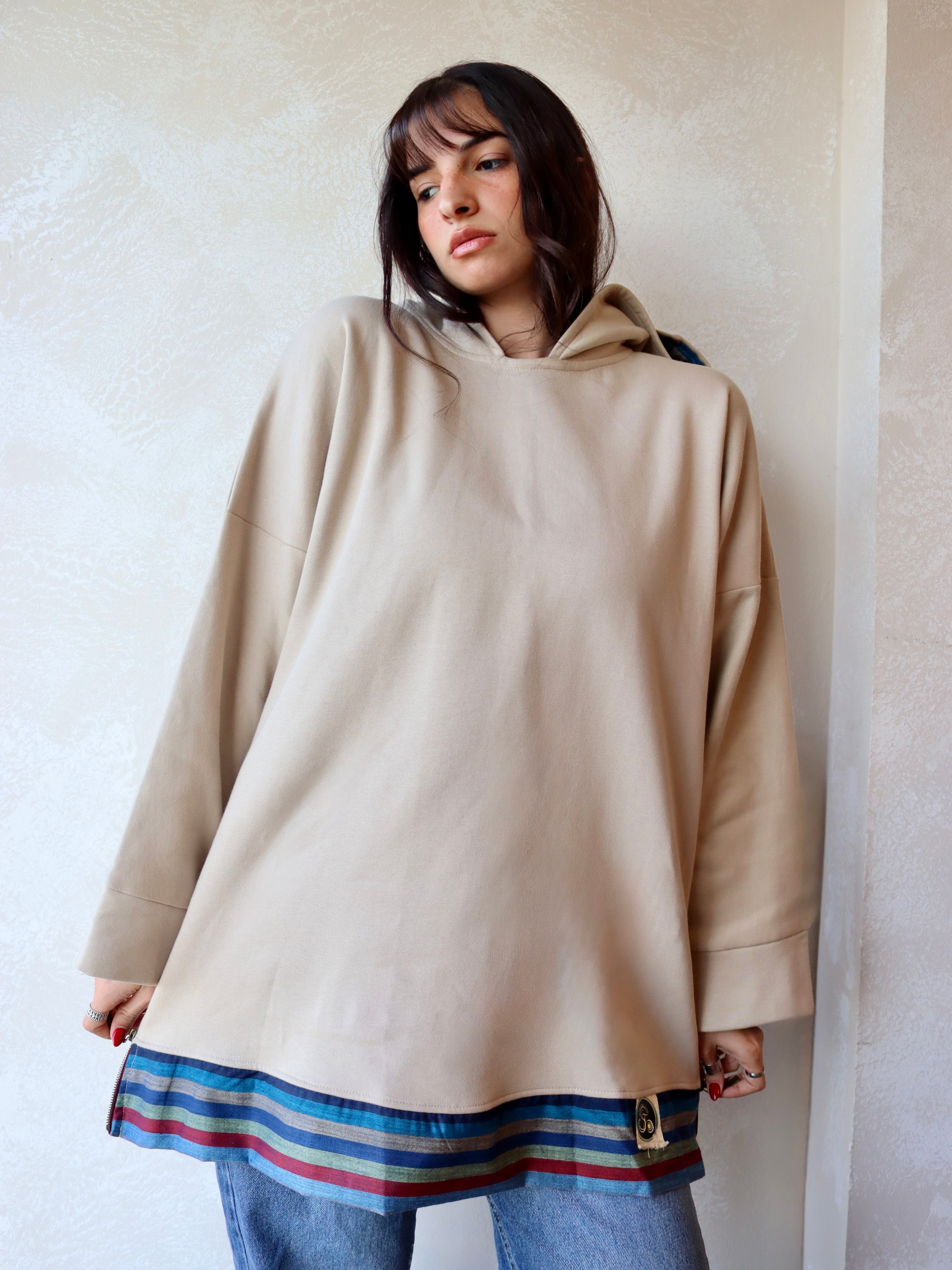 oversized hoodie in beige color