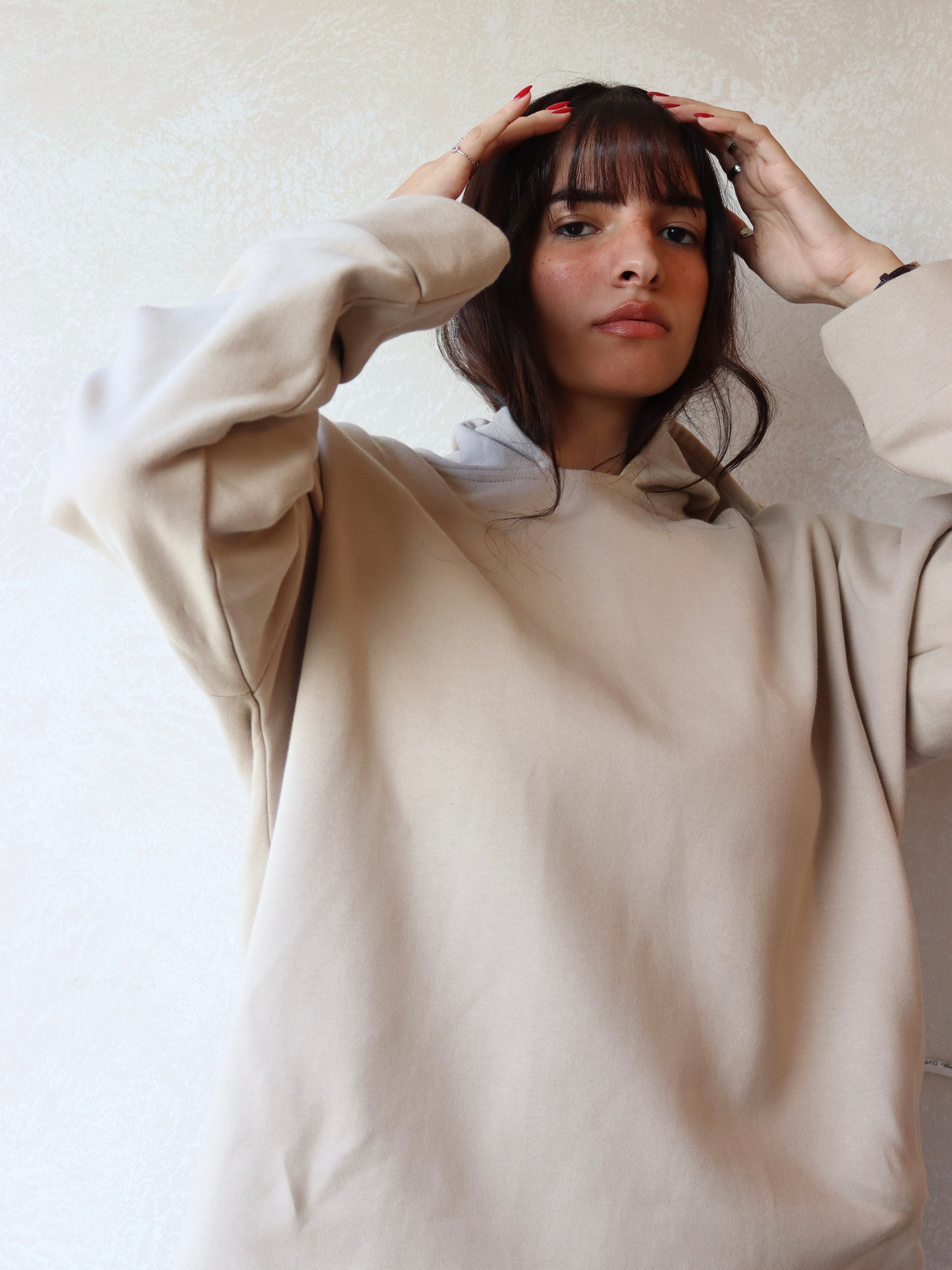 oversized hoodie in beige color