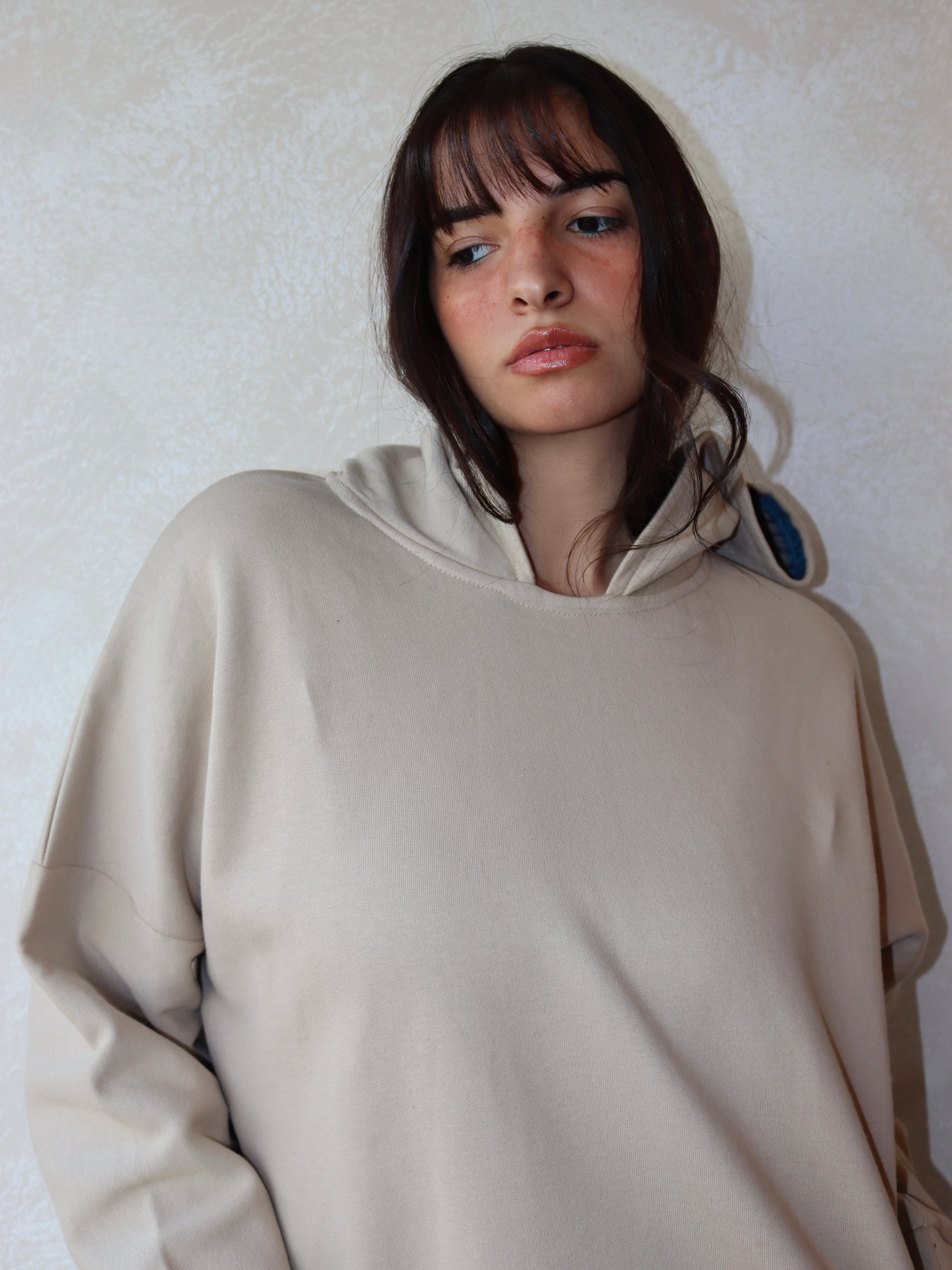 oversized hoodie in beige color