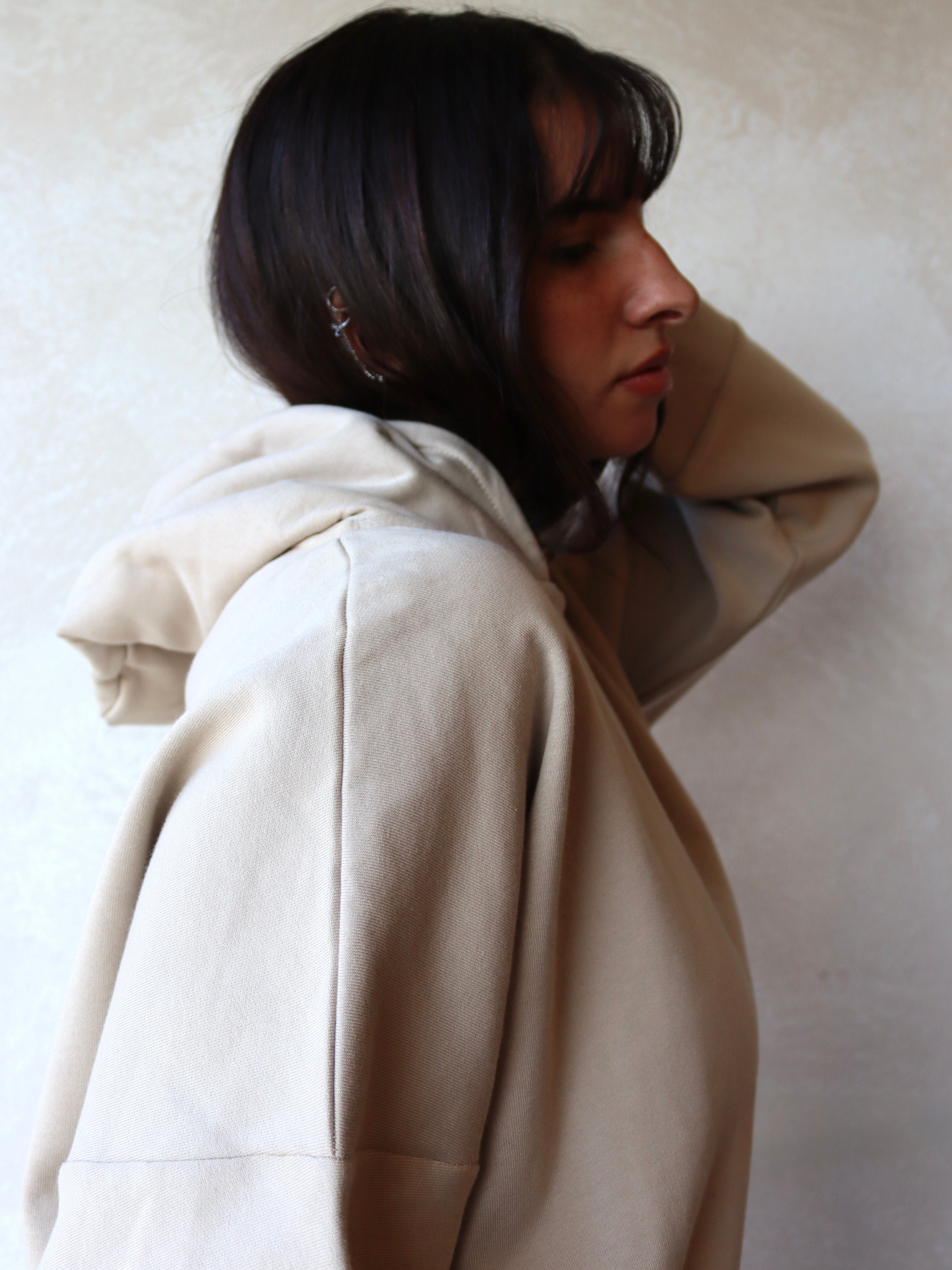 oversized hoodie in beige color