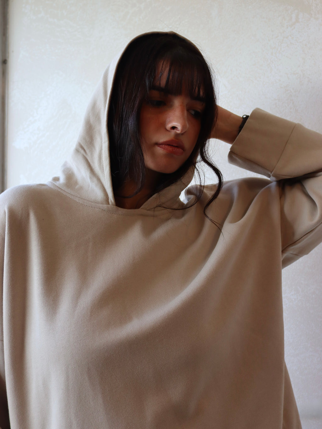 oversized hoodie in beige color