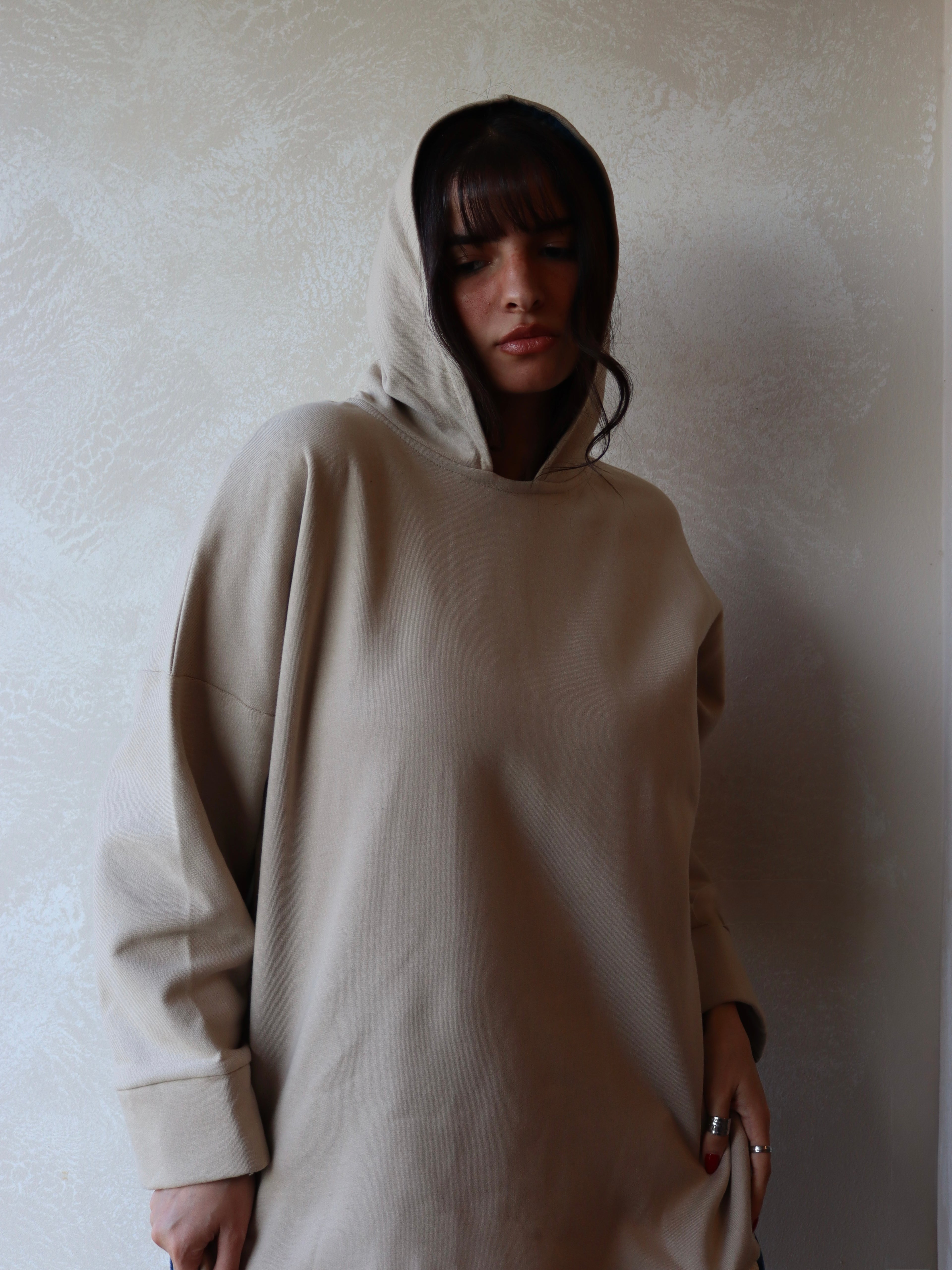 oversized hoodie in beige color