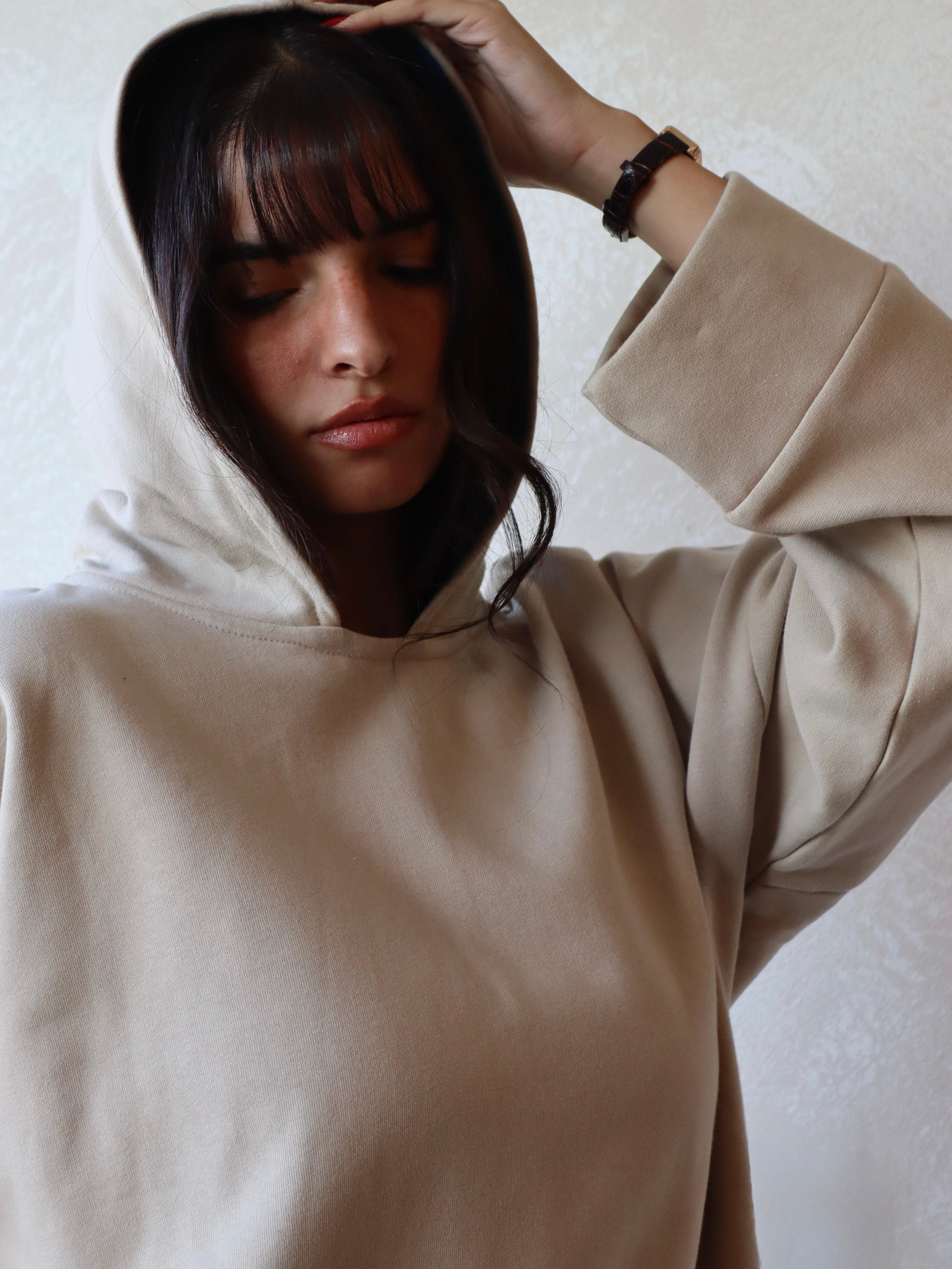 oversized hoodie in beige color