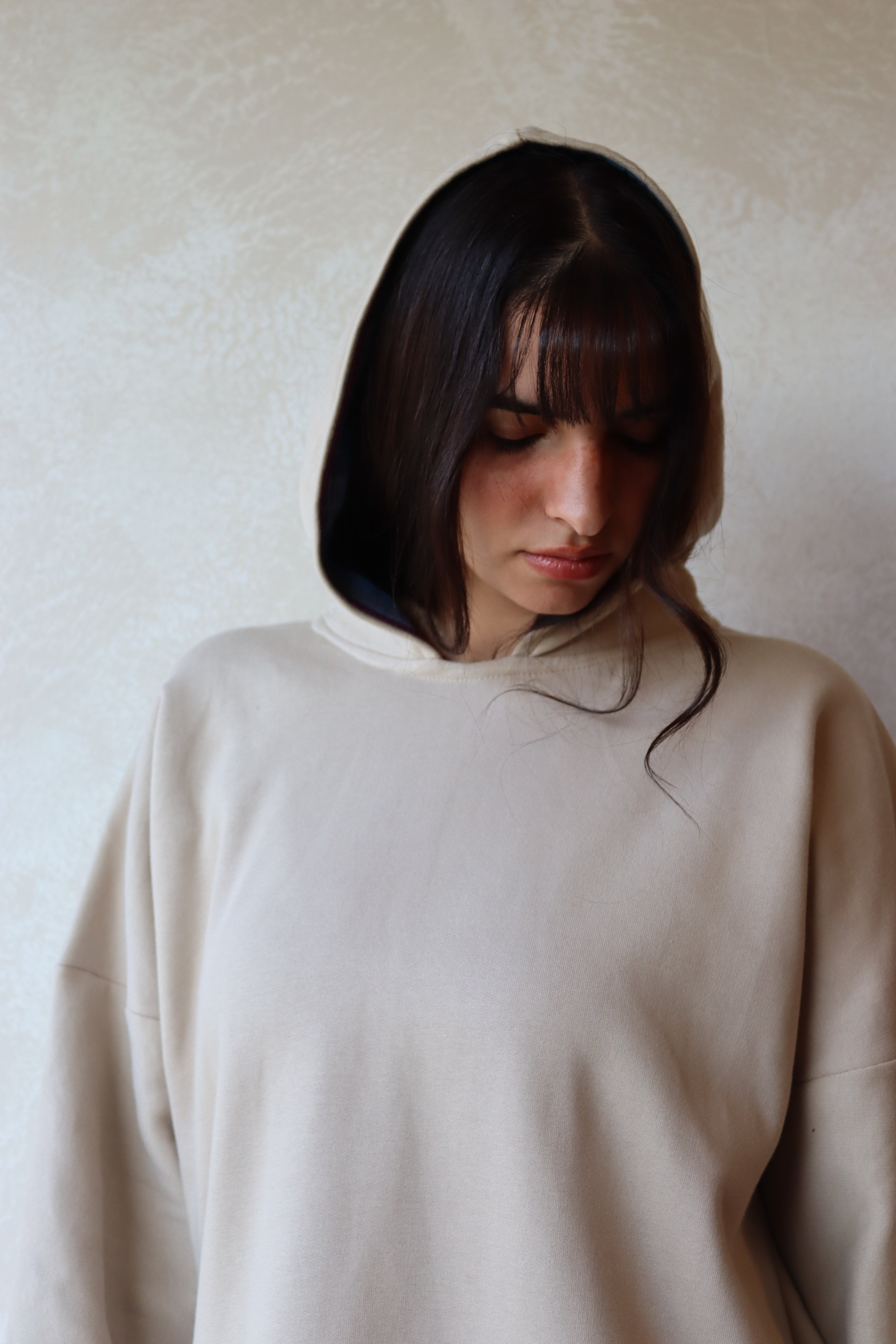 oversized hoodie in beige color