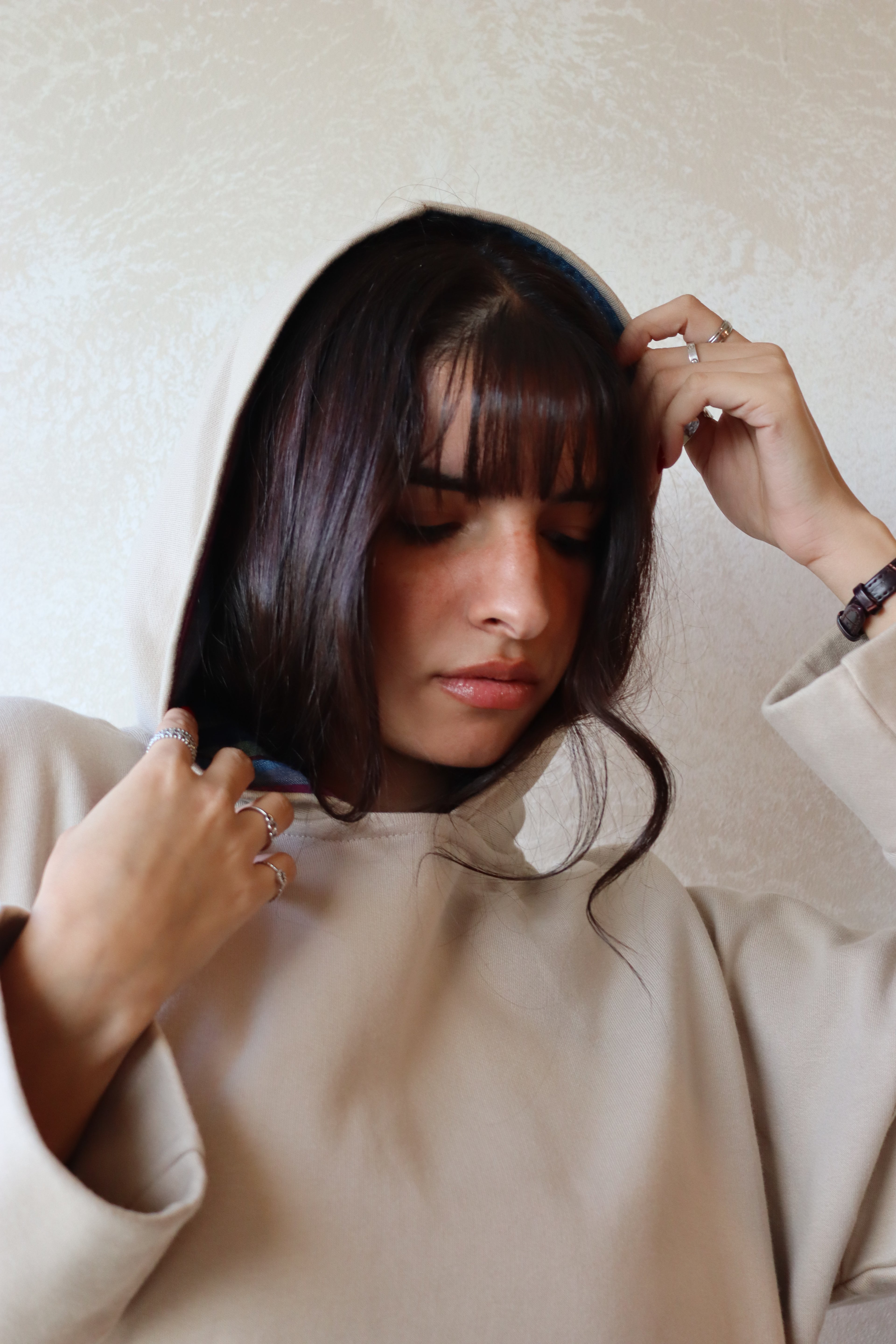 oversized hoodie in beige color
