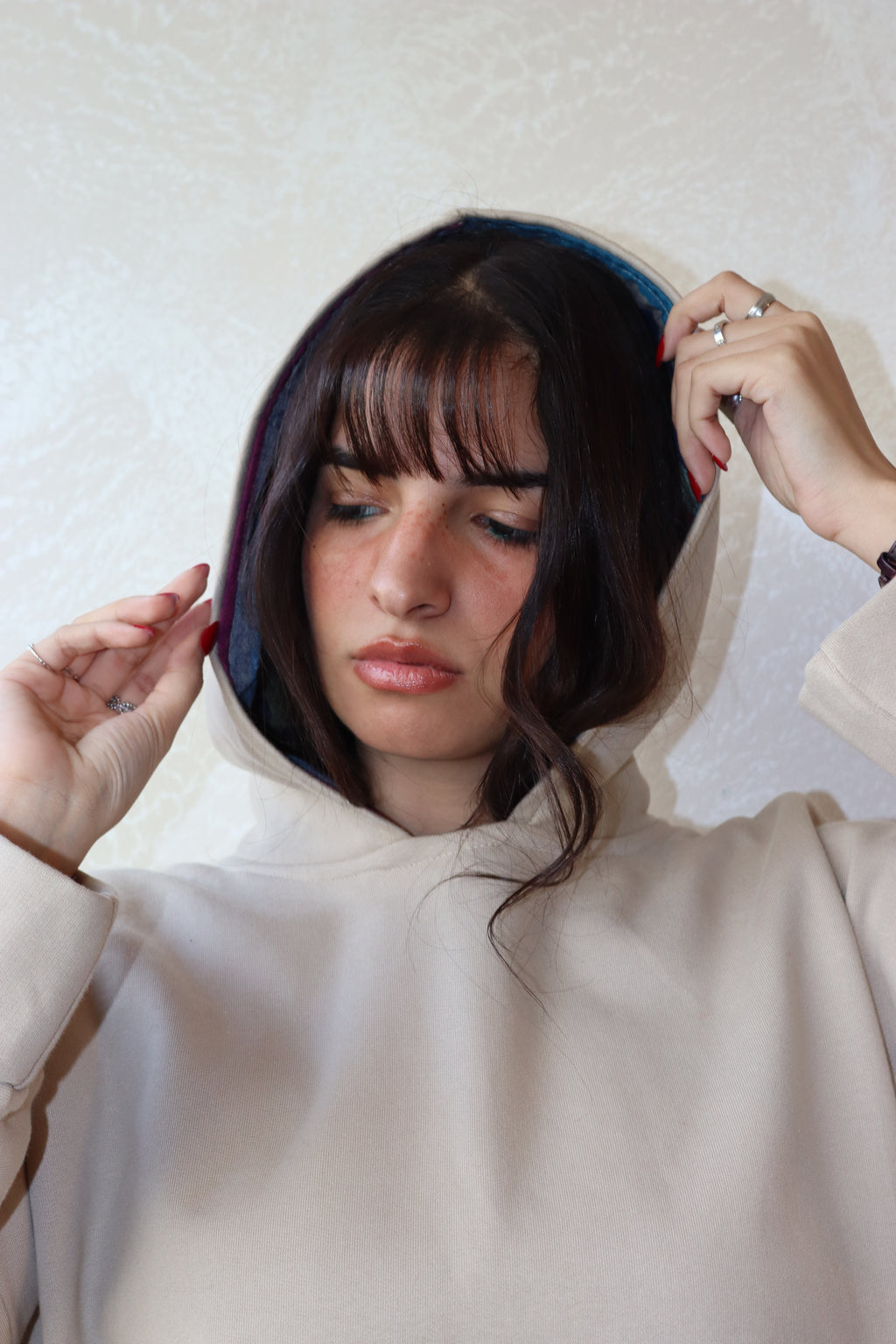 oversized hoodie in beige color