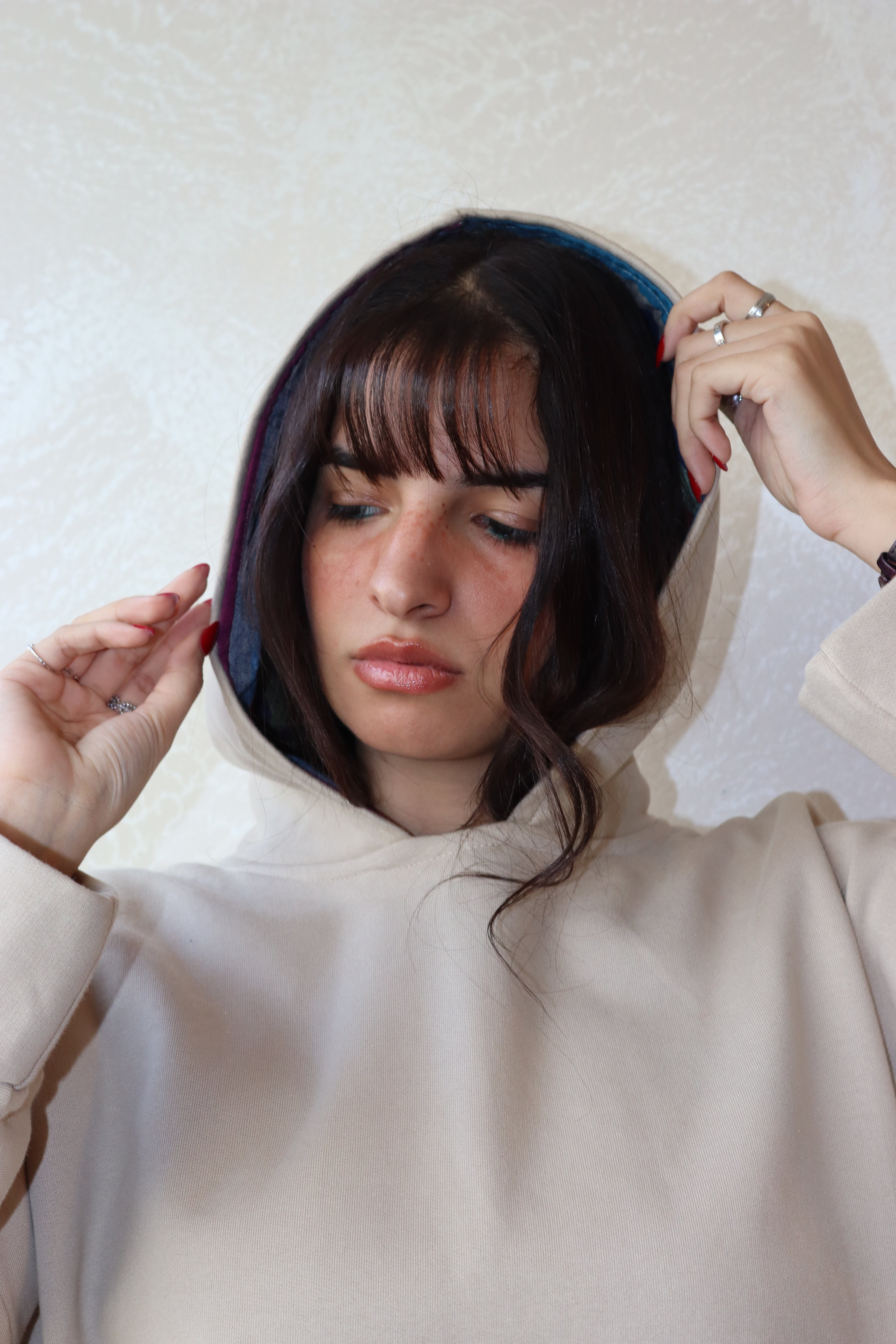 oversized hoodie in beige color