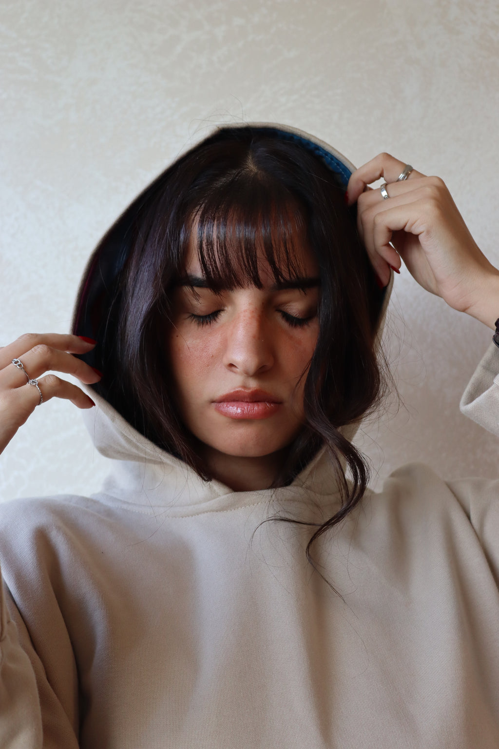 oversized hoodie in beige color