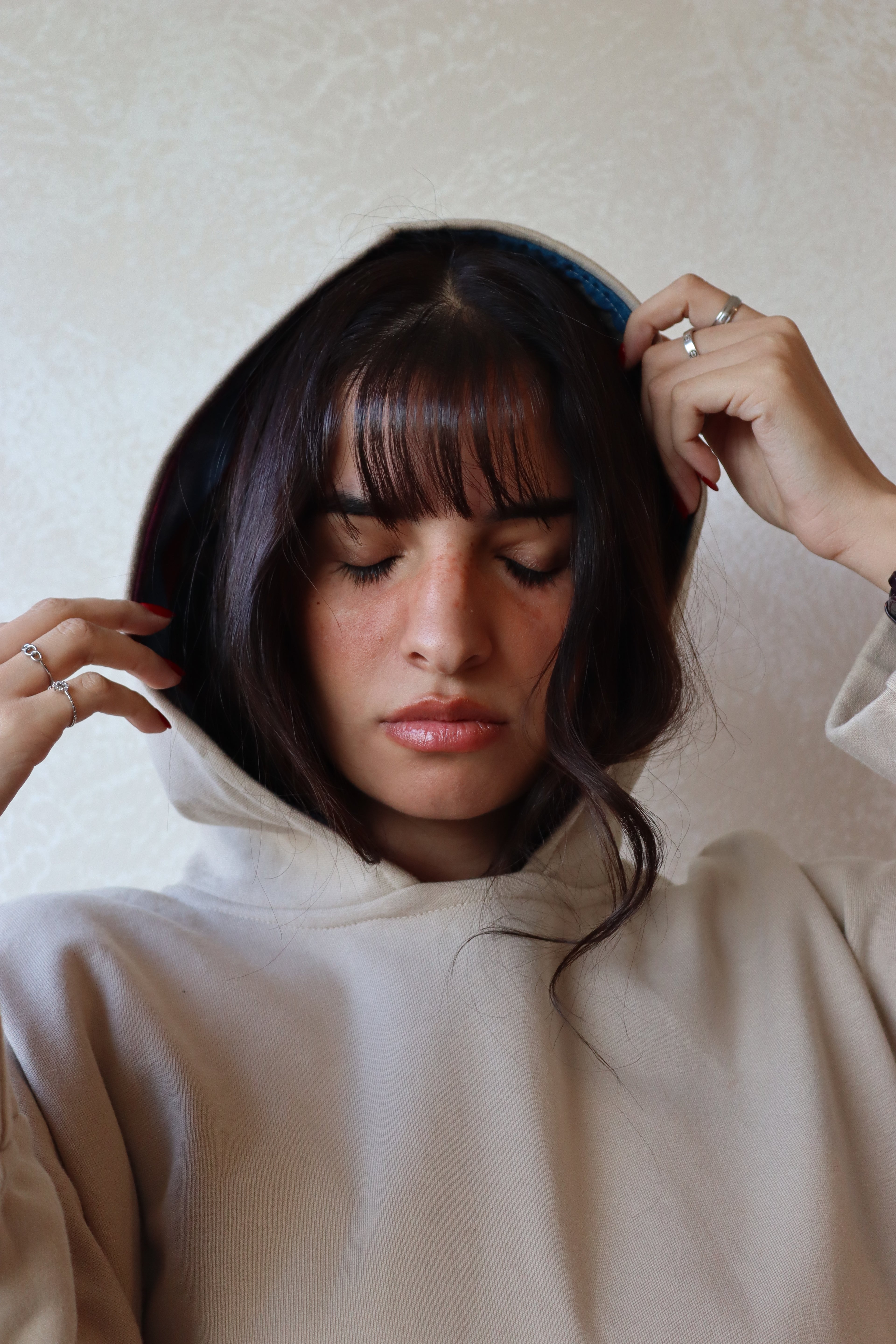 oversized hoodie in beige color