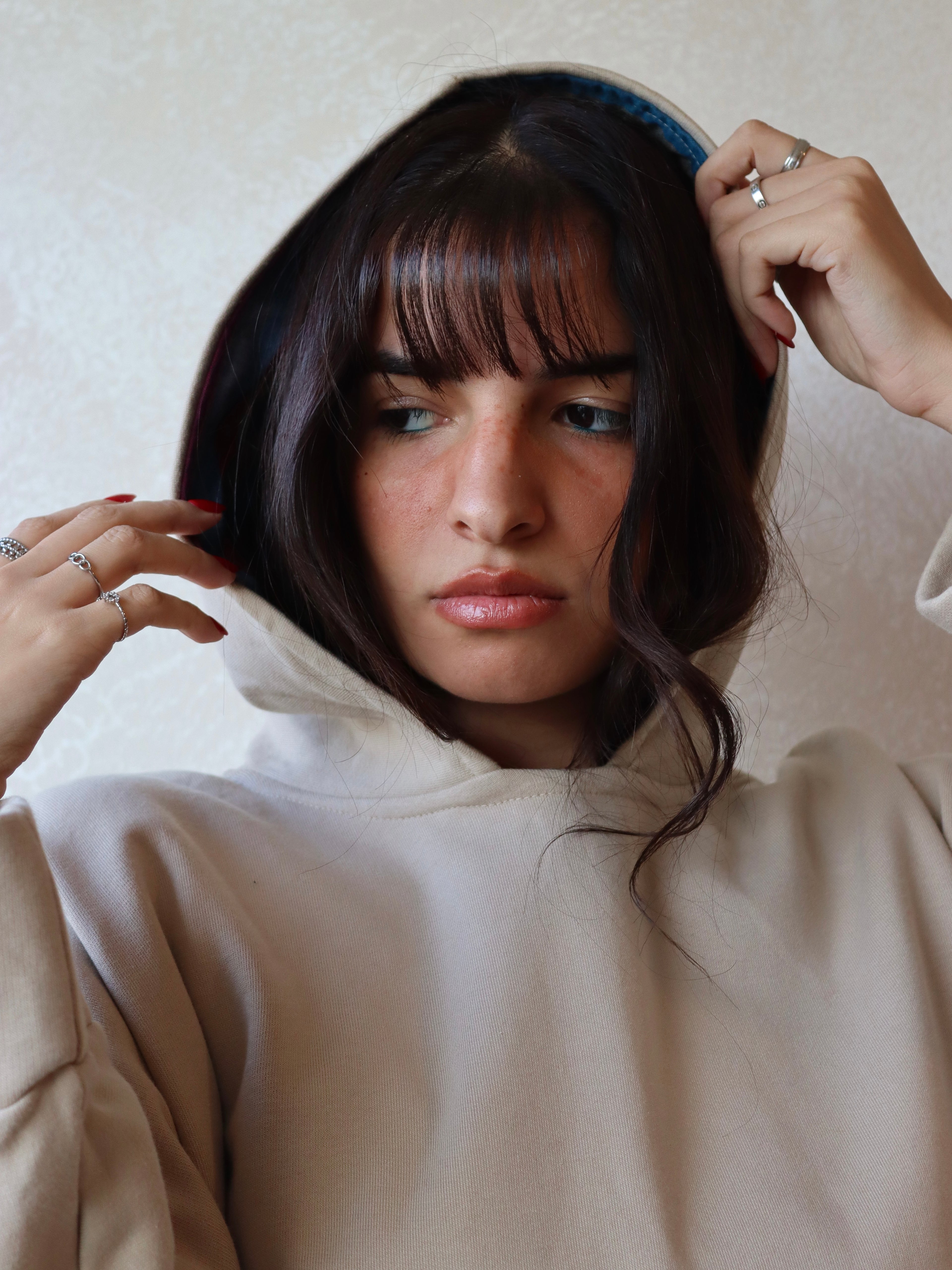 oversized hoodie in beige color