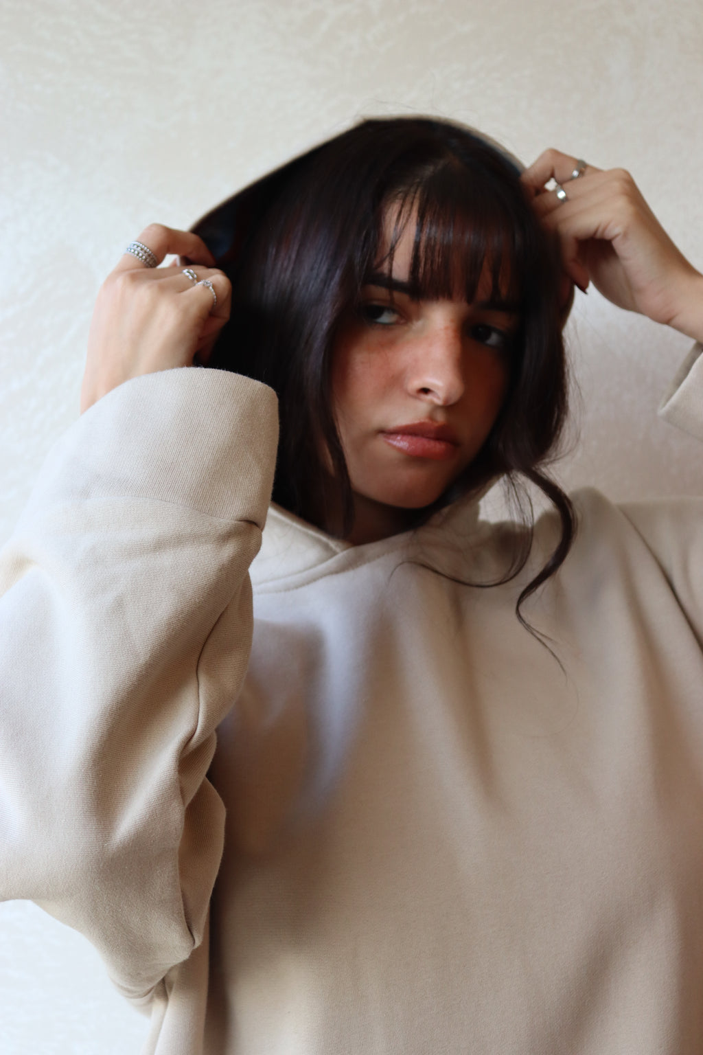 oversized hoodie in beige color