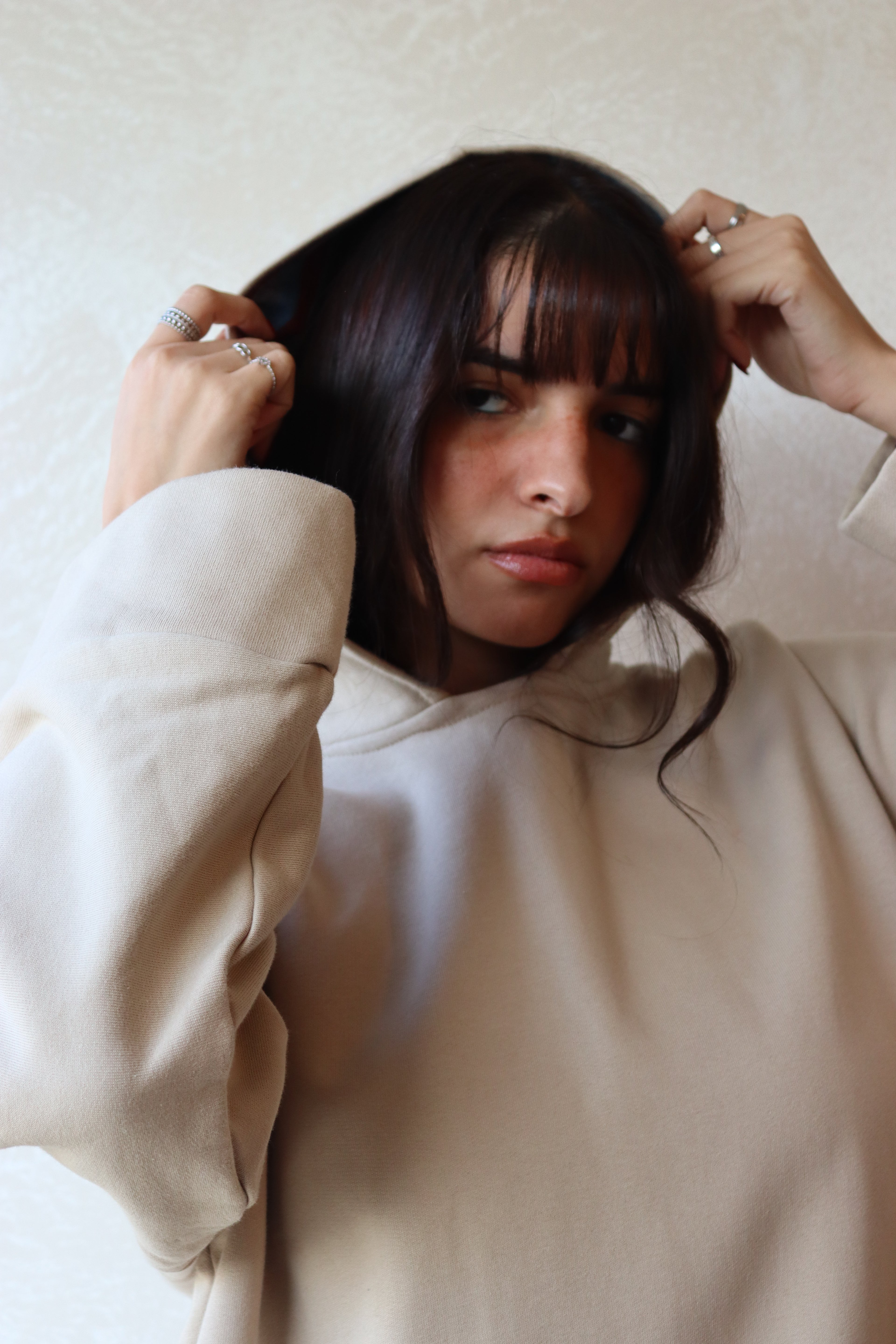 oversized hoodie in beige color