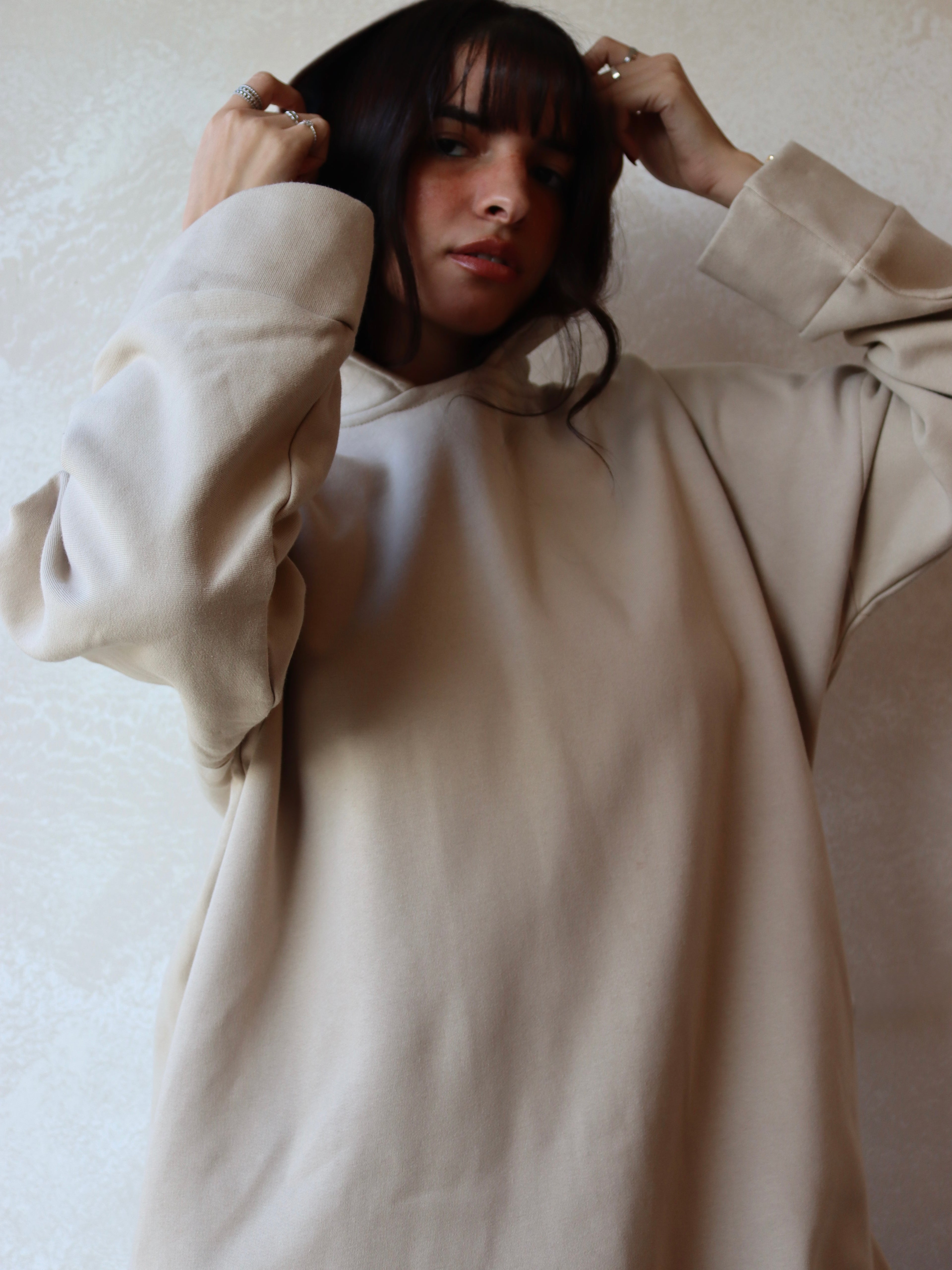oversized hoodie in beige color