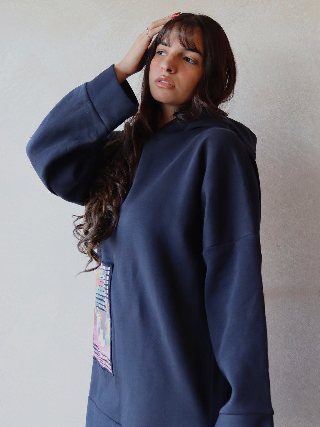 navy blue oversized hoodie